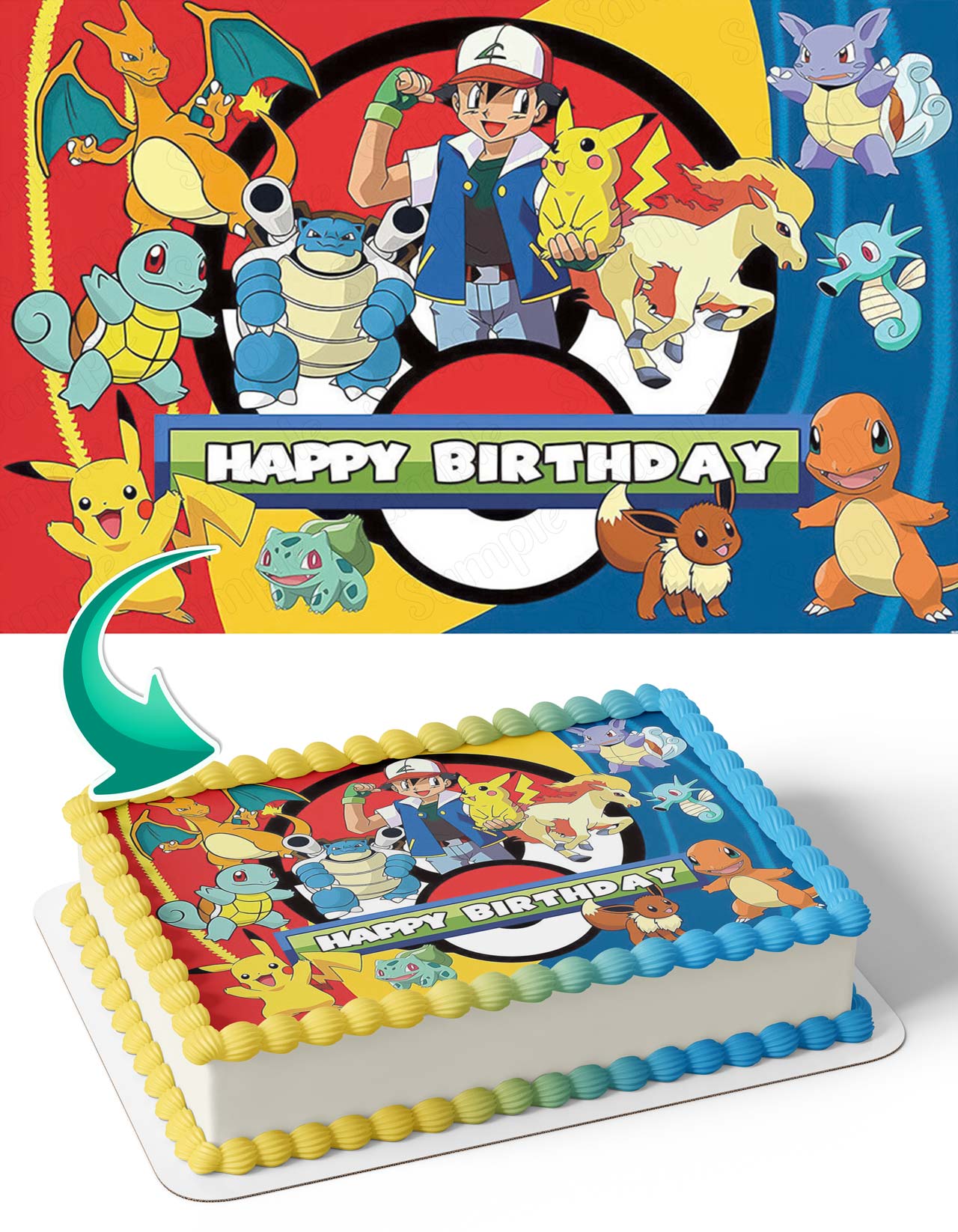 Pokekids Pokeball Anime Cards Edible Cake Topper