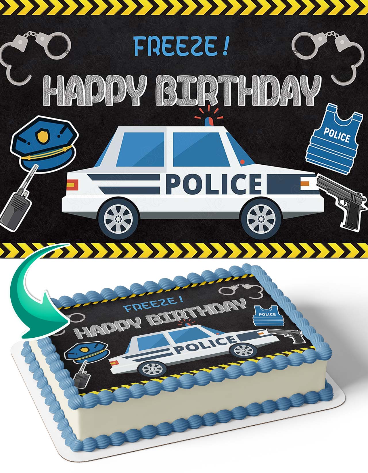 Police Law Force Blue Kids Edible Cake Topper