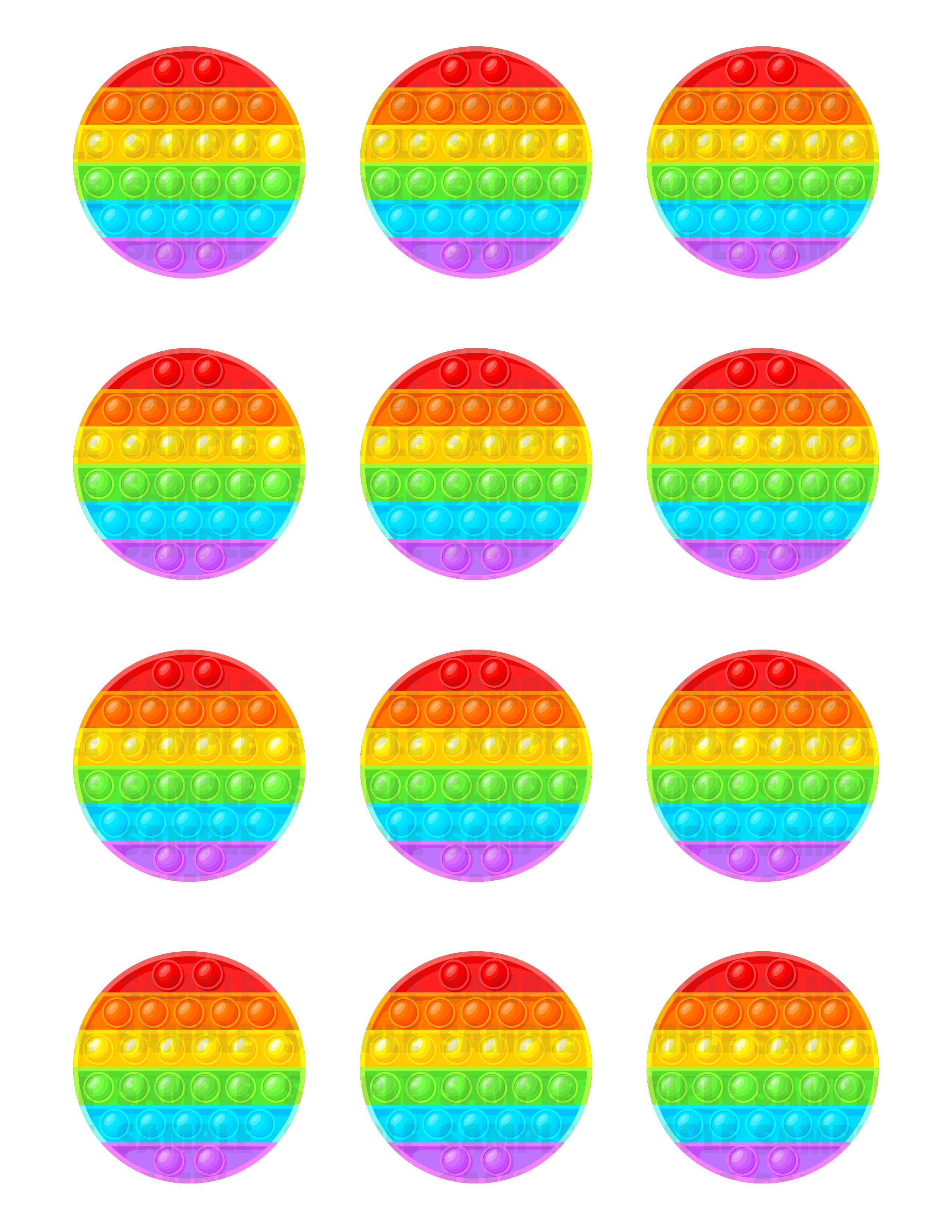 Pop it Edible Cupcake Toppers – Round Icing Sheet Birthday Party - Edible Cake Topper | Icing Sheet | Birthday Cake Decoration
