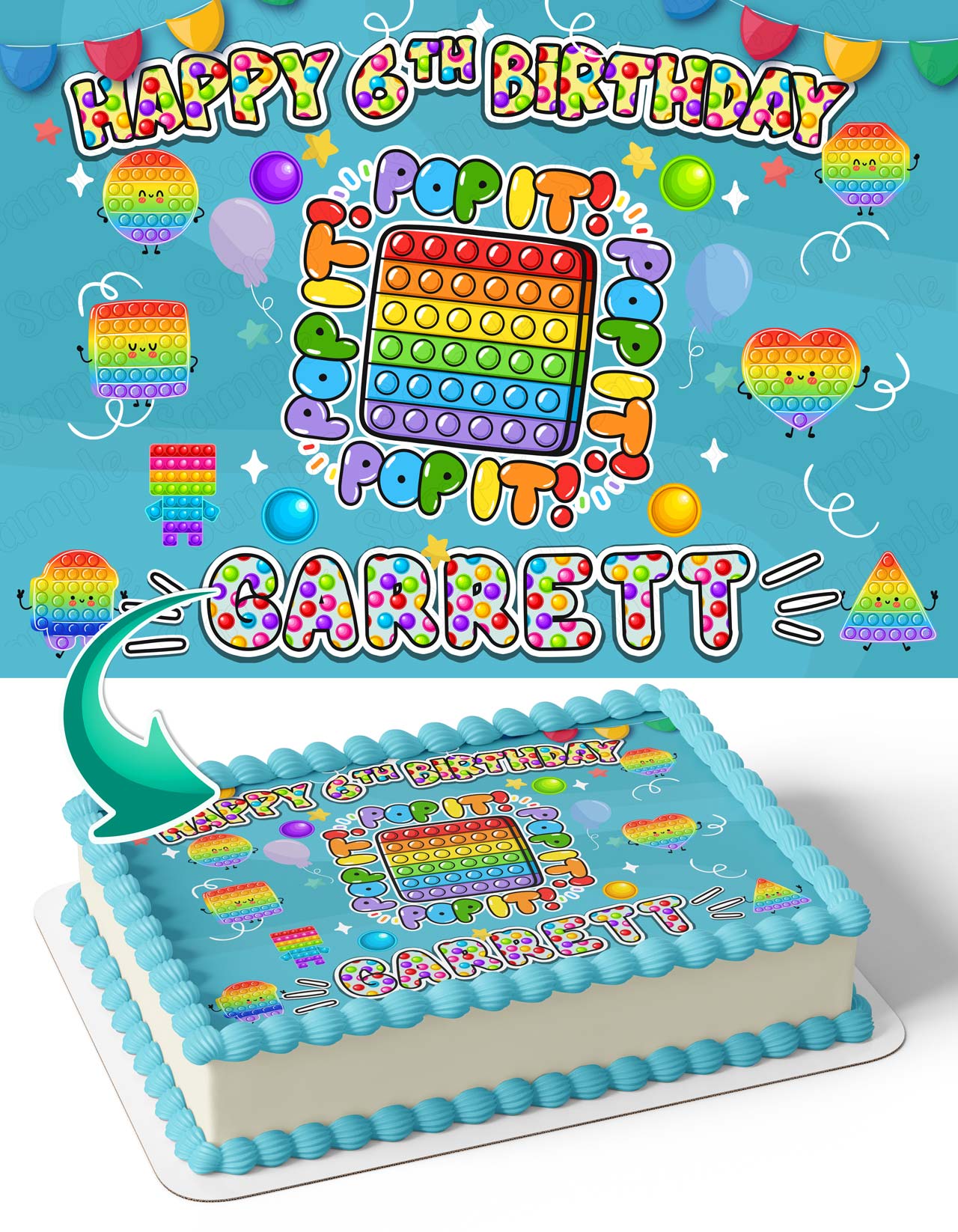 Pop it Kids Edible Cake Topper