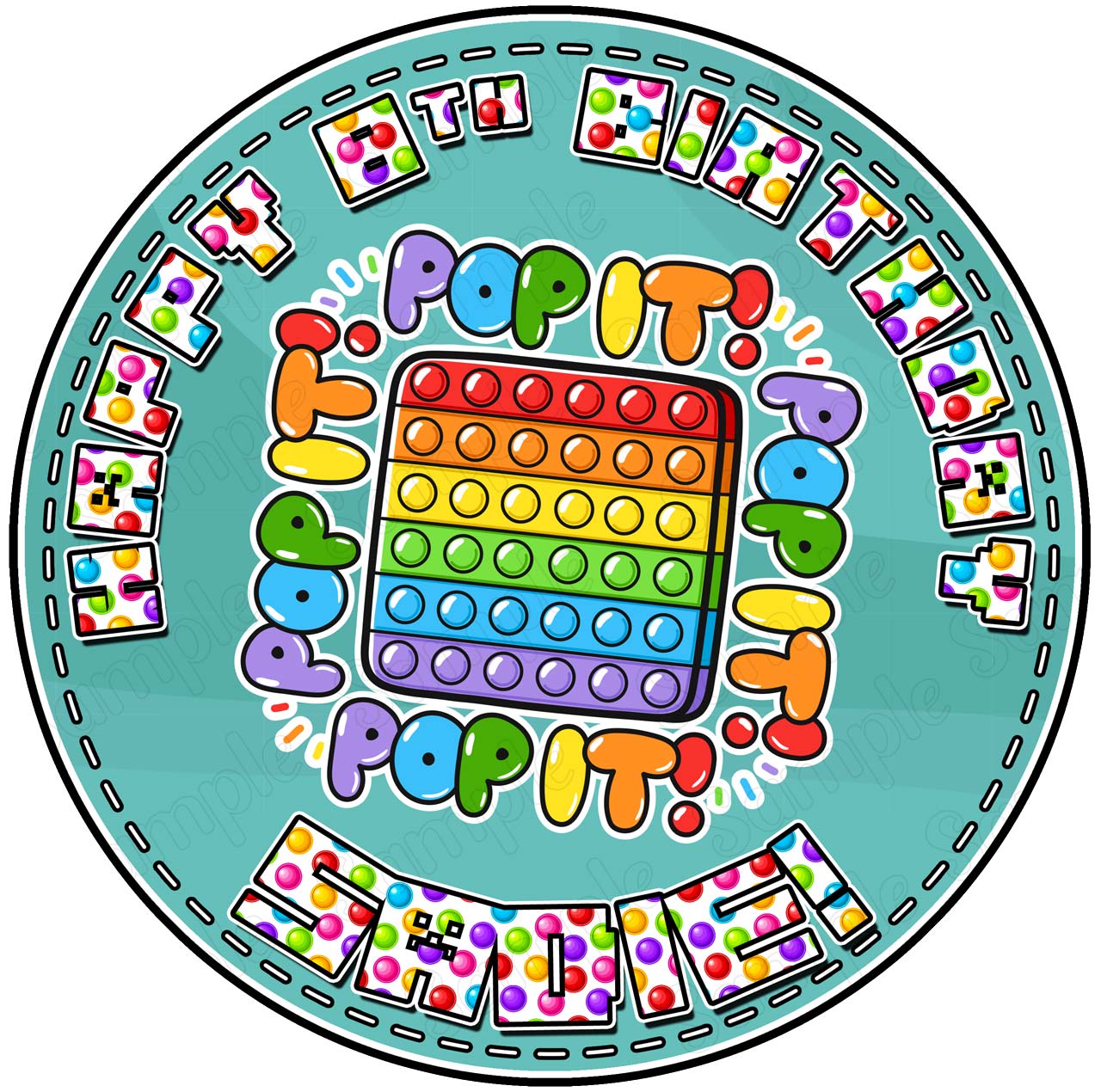 Pop it Kids Round – Icing Sheet Birthday - Personalized Edible Cake Topper | Custom Icing Sheet | Birthday Cake Decoration | Photo Cake Image