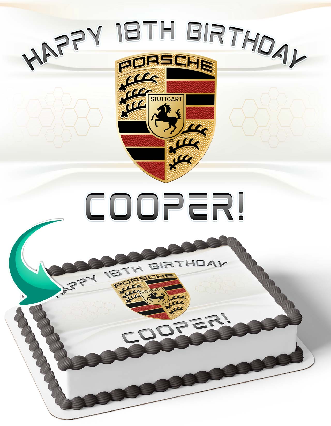 Porsche Cars Edible Cake Topper