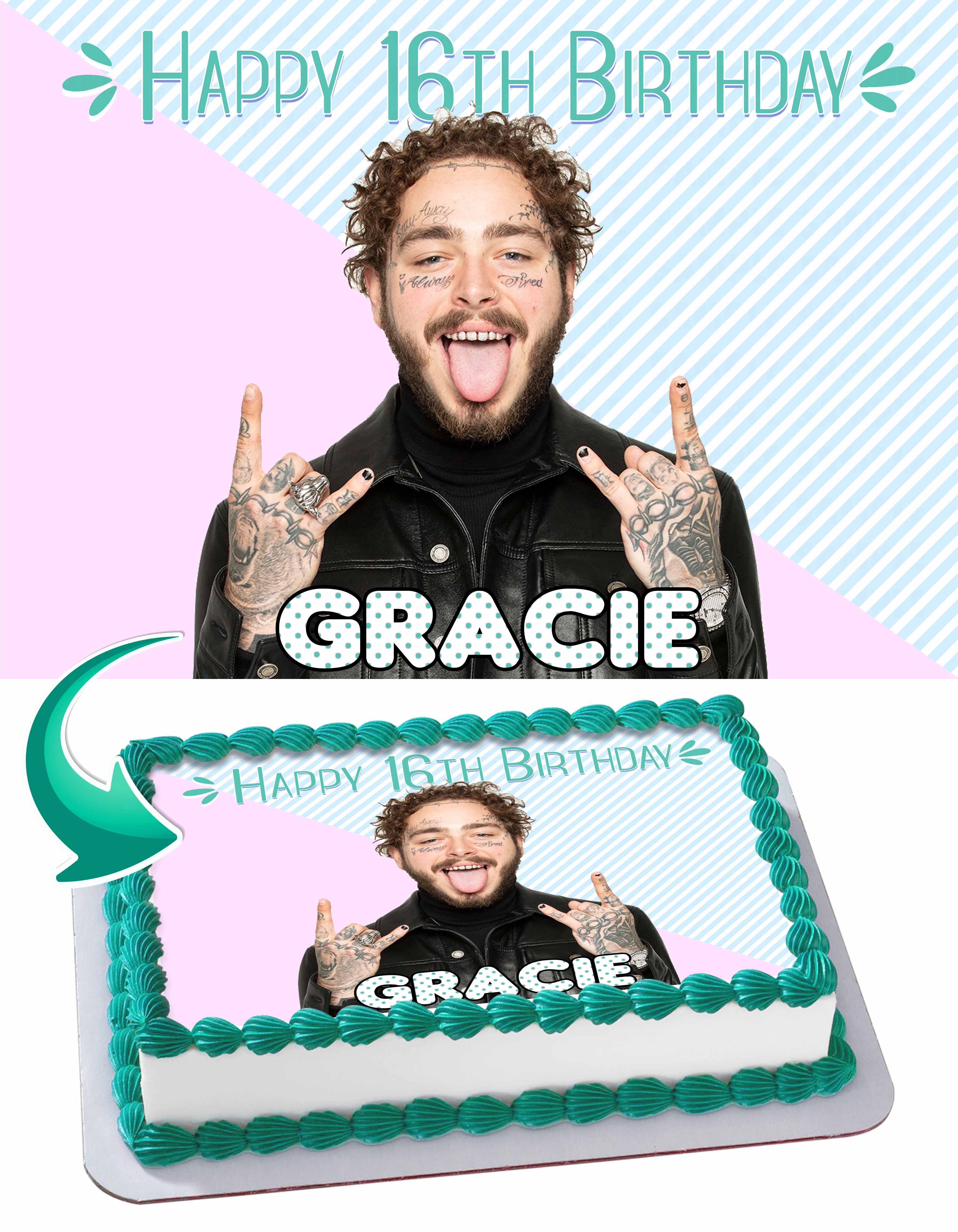 Post Malone PML Edible Cake Topper