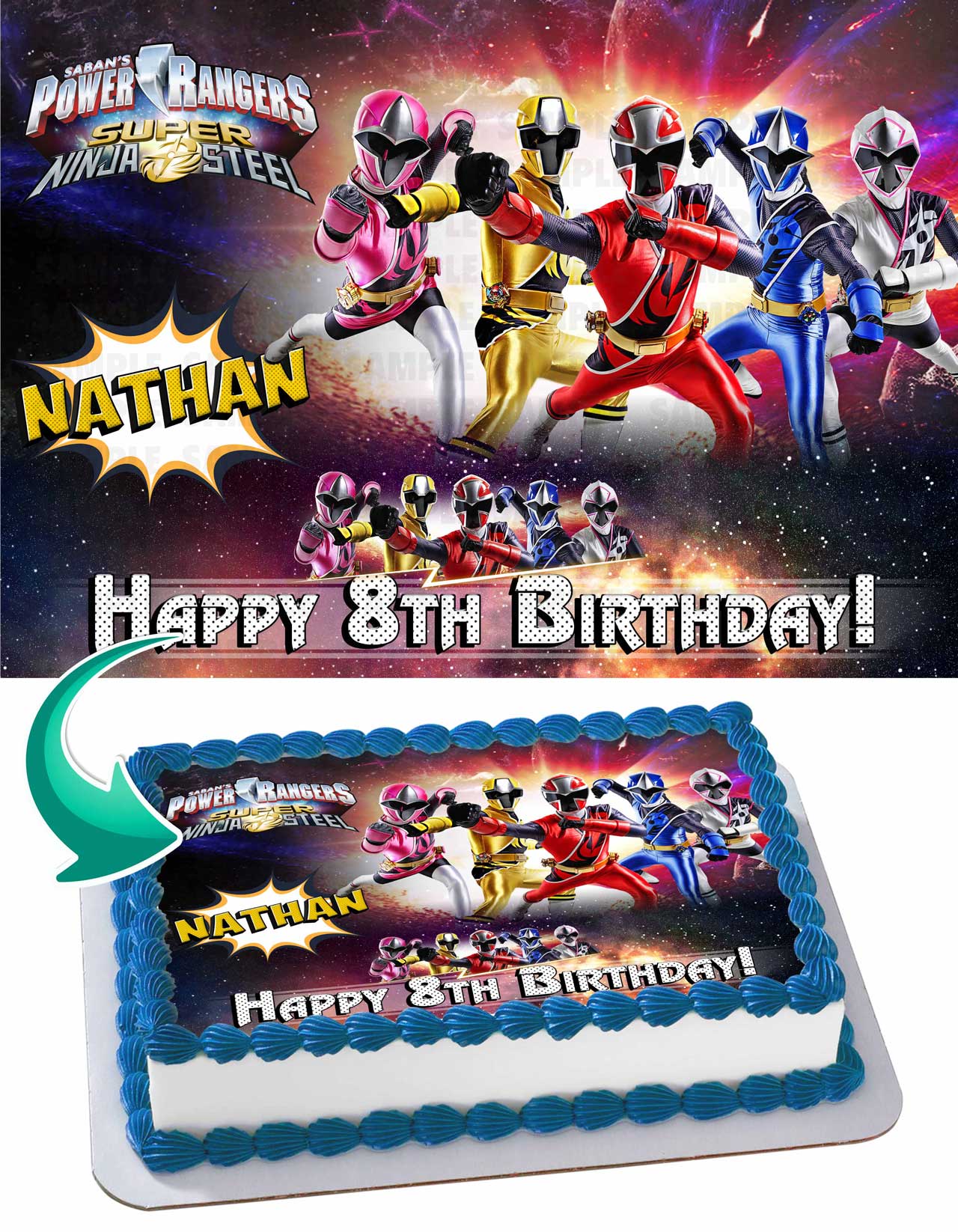 Rangers of the Power Ninja Steel Edible Cake Topper