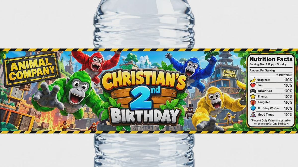 Custom Animal Company Water Bottle Label Sticker Birthday Decor Self Stick Wrapper