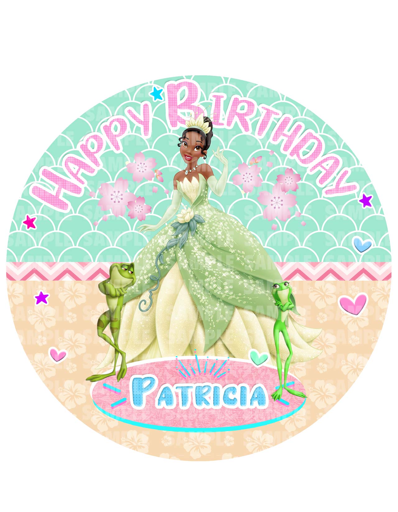 Princess And the Frog Tiana Round – Icing Sheet Birthday - Personalized Edible Cake Topper | Custom Icing Sheet | Birthday Cake Decoration