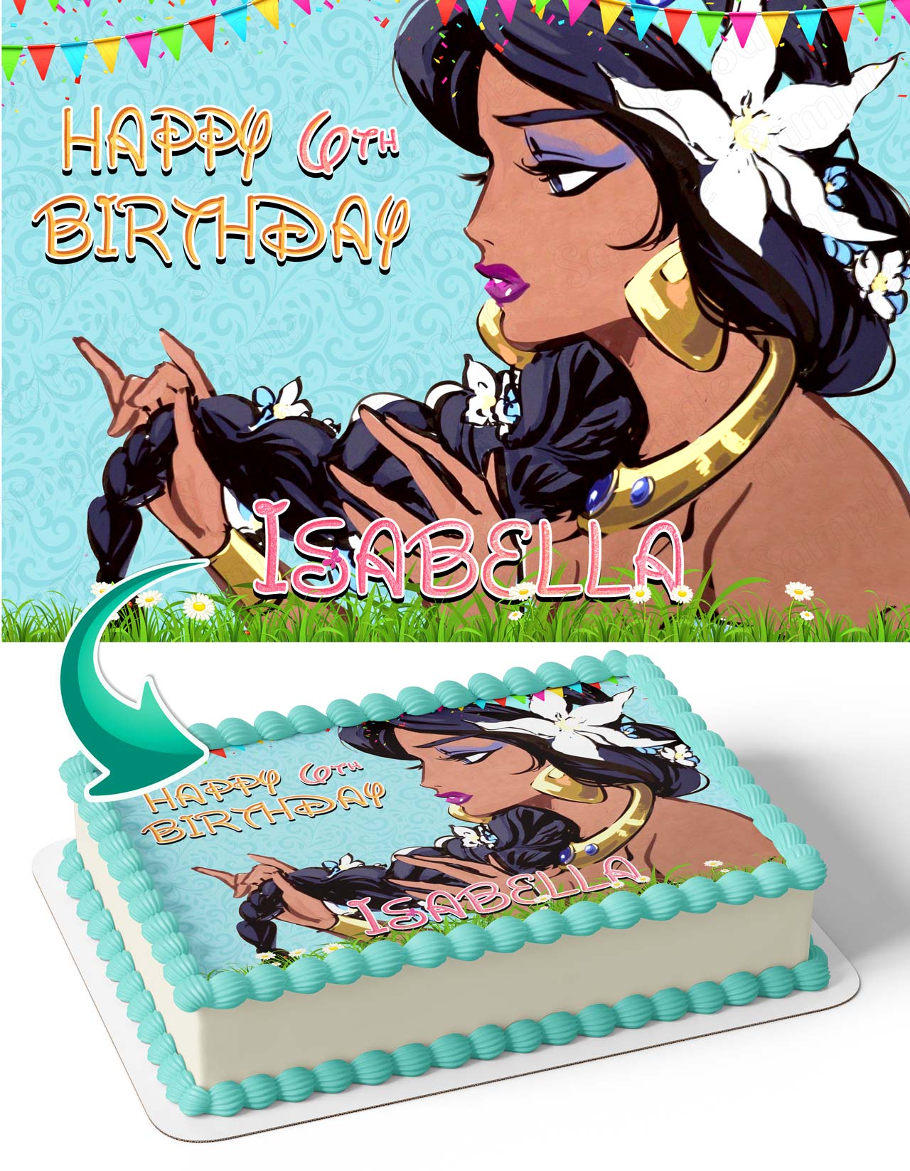 Princess Jasmine VII Edible Cake Topper