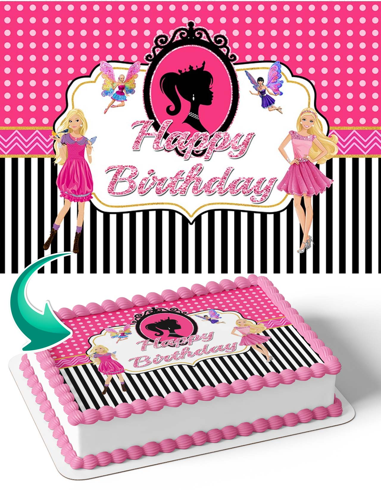 Princess Lady Barbie Beauty Edible Cake Topper