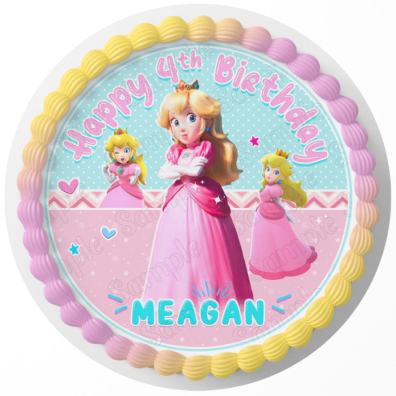 Princess Peach Round – Icing Sheet Birthday - Personalized Edible Cake Topper | Custom Icing Sheet | Birthday Cake Decoration | Photo Cake Image