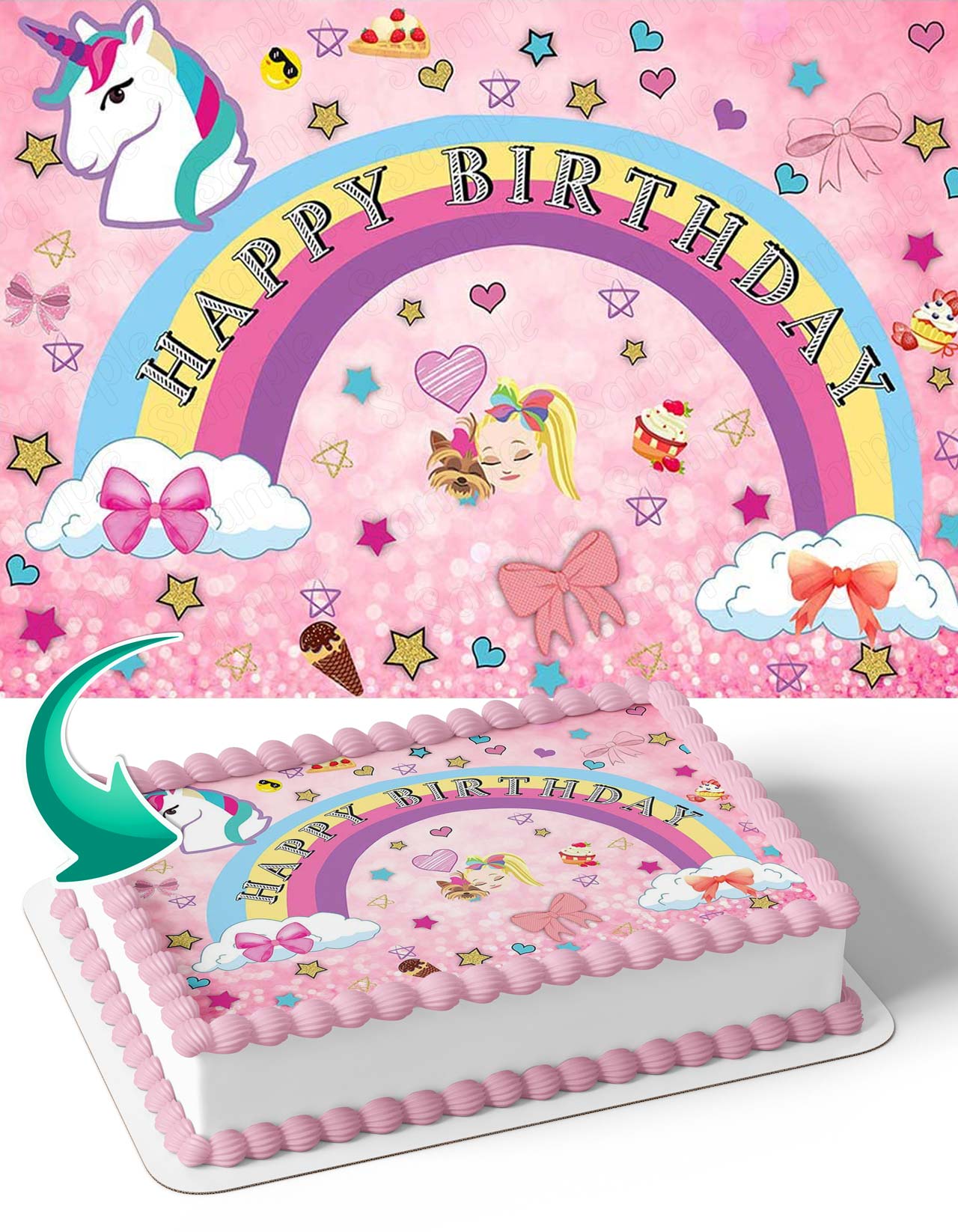 Princess Unicorn Pink PU Edible Cake Topper