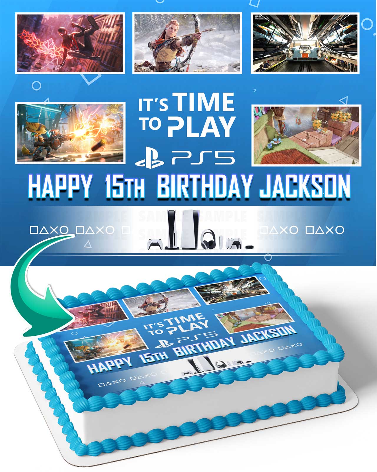 Play 5 Station Edible Cake Topper