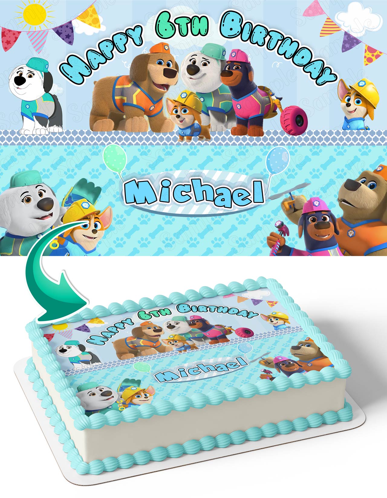 Pupstruction Kids Edible Cake Topper