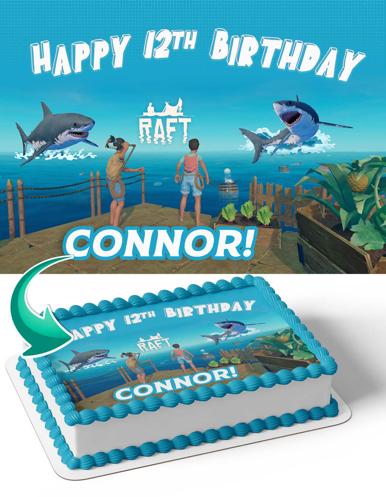 Raft Game Edible Cake Topper