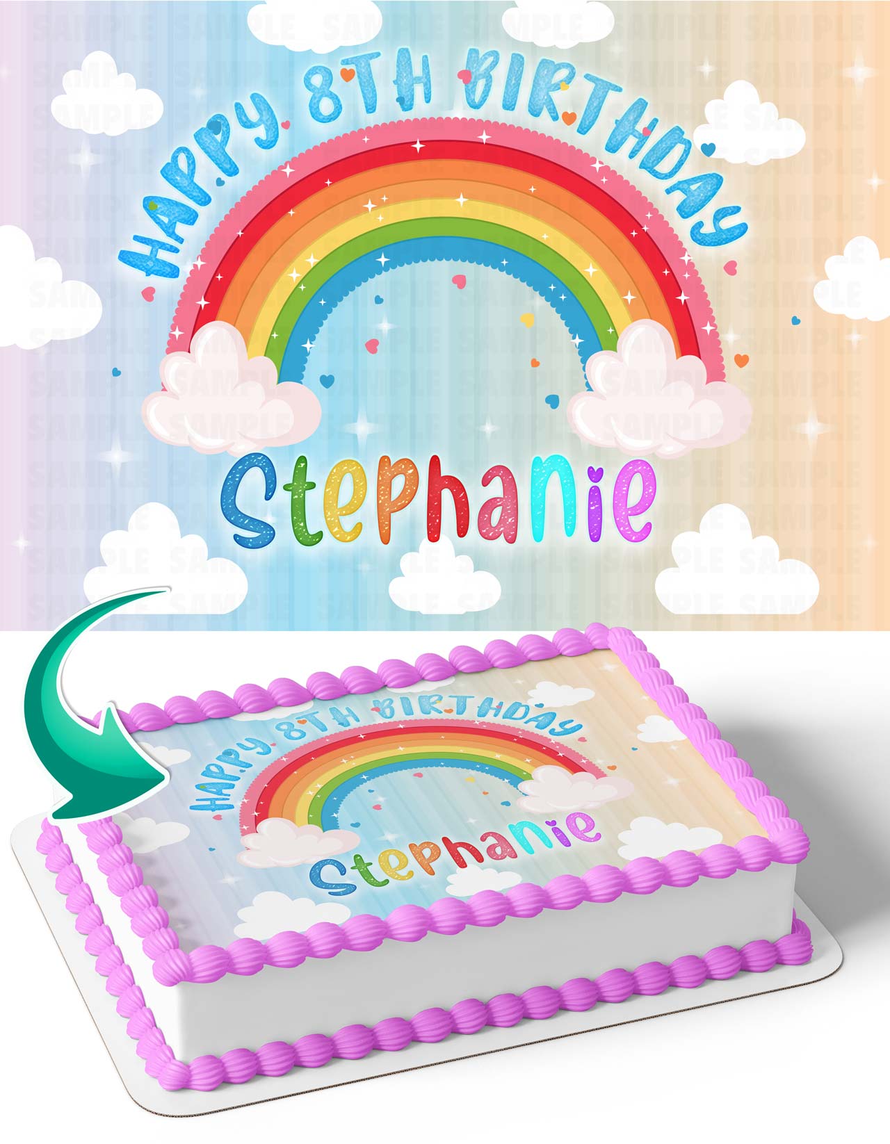 Rainbow Edible Cake Topper