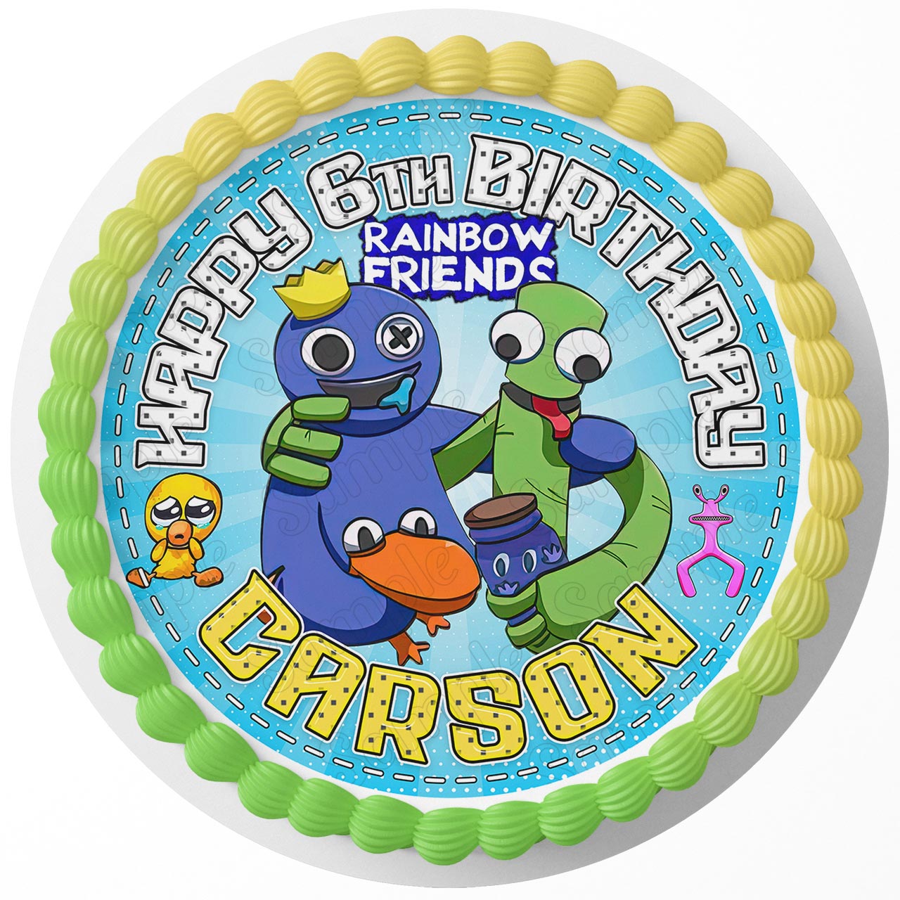 Rainbow Friends Roblox Round – Icing Sheet Birthday - Personalized Edible Cake Topper | Custom Icing Sheet | Birthday Cake Decoration