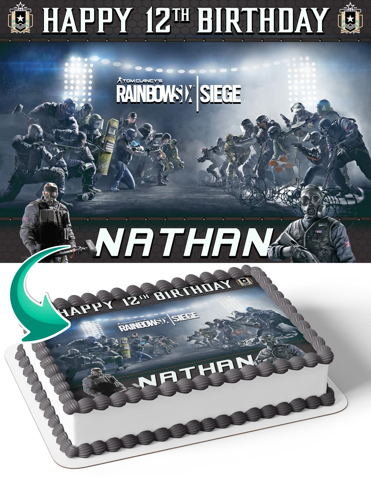 Rainbow Six Siege Edible Cake Topper