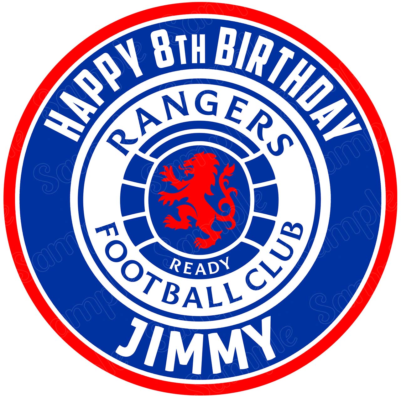 Rangers FC Round – Icing Sheet Birthday - Personalized Edible Cake Topper | Custom Icing Sheet | Birthday Cake Decoration | Photo Cake Image