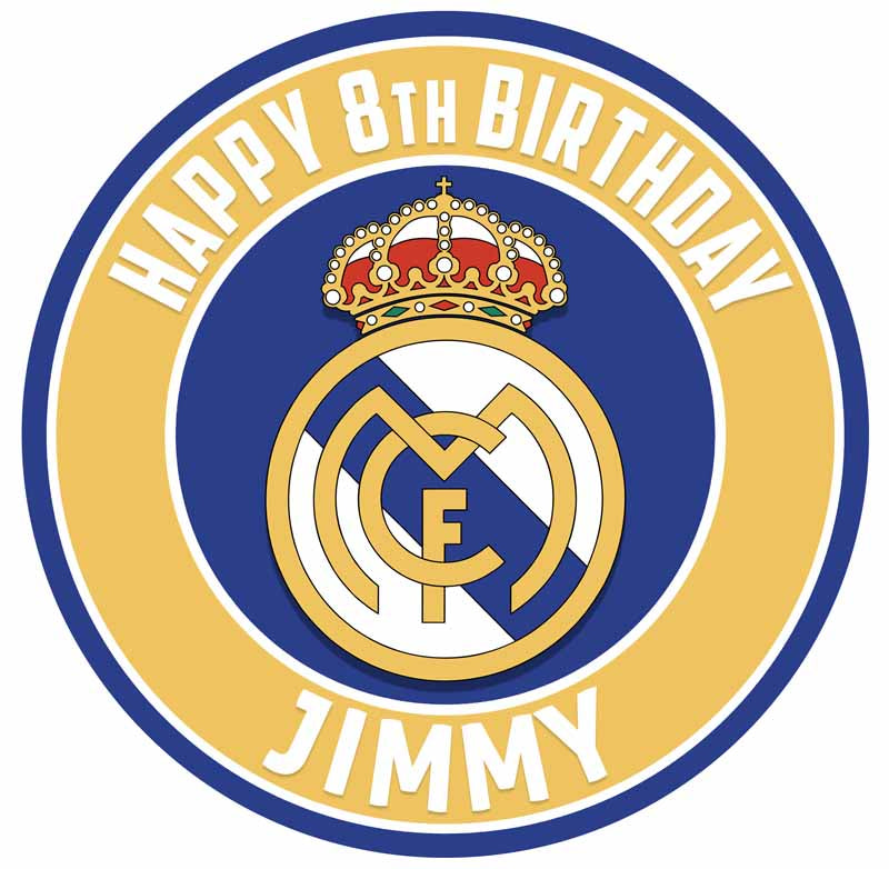 Real Madrid CF 2 Round – Icing Sheet Birthday - Personalized Edible Cake Topper | Custom Icing Sheet | Birthday Cake Decoration | Photo Cake Image