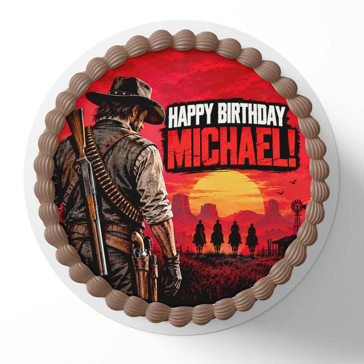 Red Dead Redemption Edible Cake Topper | Birthday Cake Decoration | Photo Cake Image | Custom Edible Cake Topper