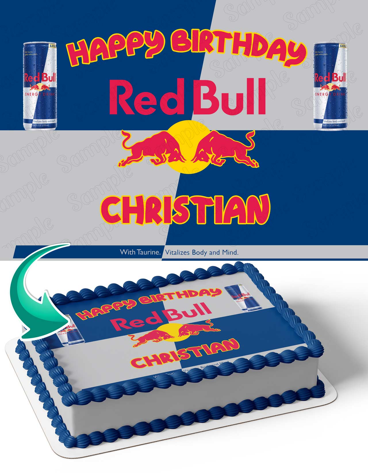 RedBull Edible Cake Topper