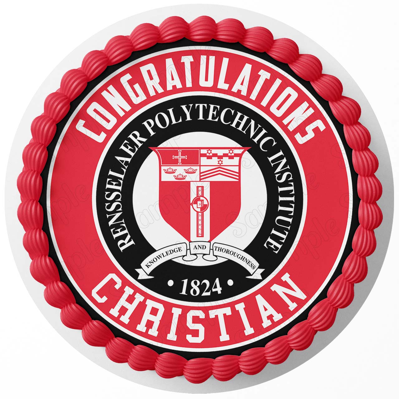 Rensselaer Polytechnic Institute Round – Icing Sheet Birthday - Personalized Edible Cake Topper | Custom Icing Sheet | Birthday Cake Decoration