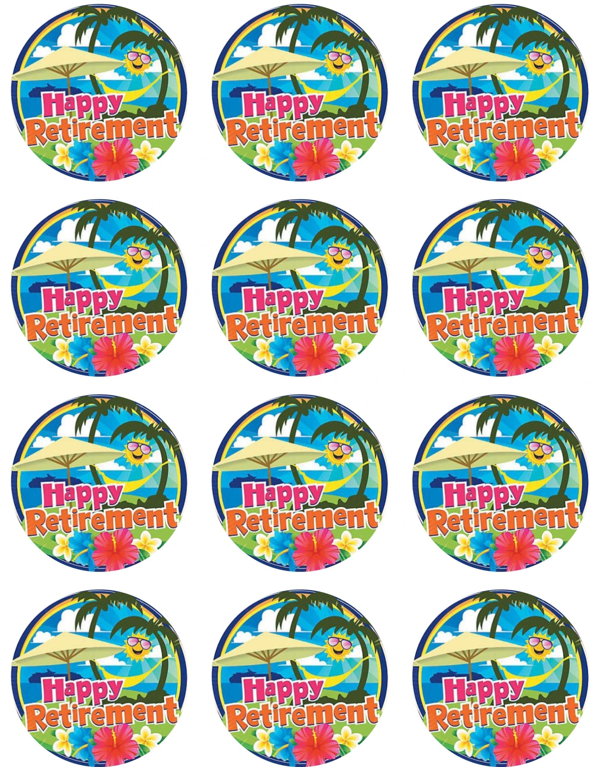 Retirement fun scaled Edible Cupcake Toppers – Round Icing Sheet - Edible Cake Topper | Icing Sheet | Birthday Cake Decoration