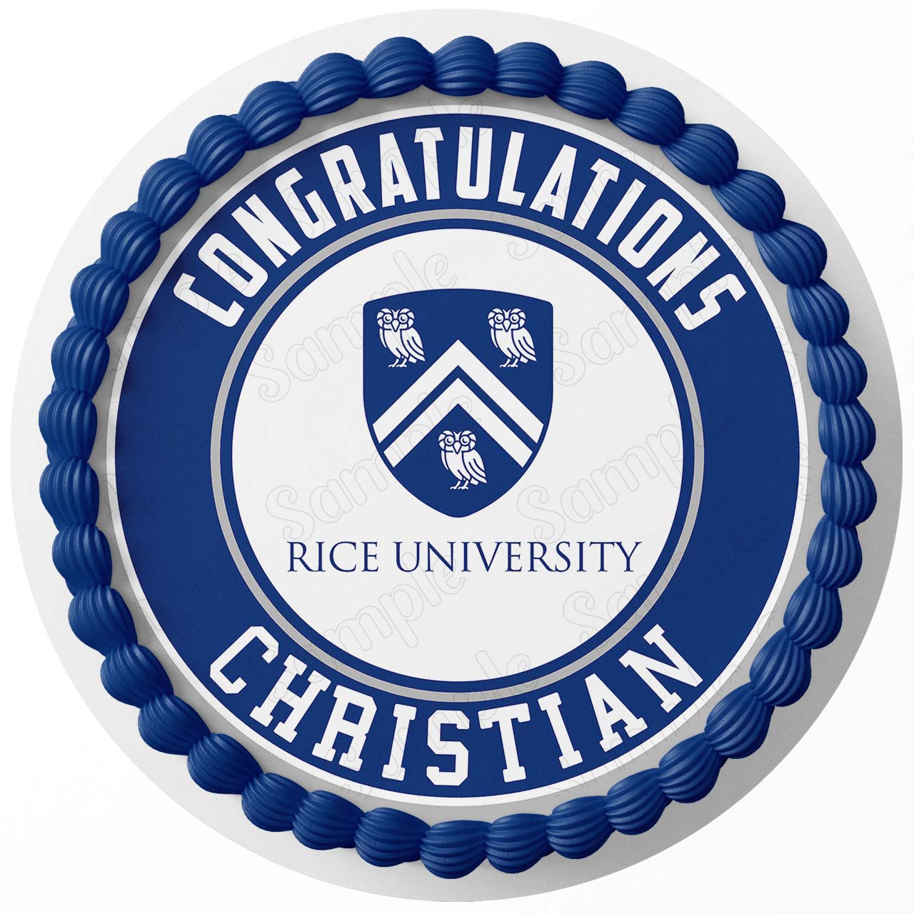 Rice University MPT Round – Icing Sheet Birthday - Personalized Edible Cake Topper | Custom Icing Sheet | Birthday Cake Decoration