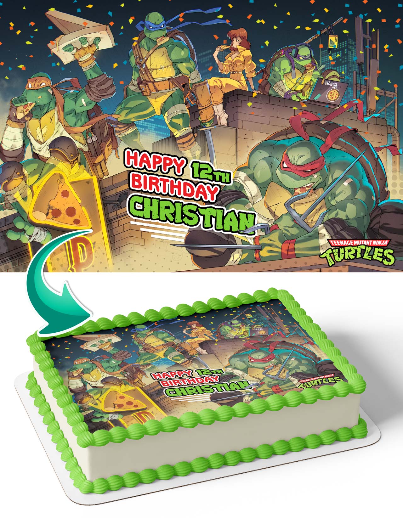 Rise of The Teenage Mutant Ninja Turtles Edible Cake Topper