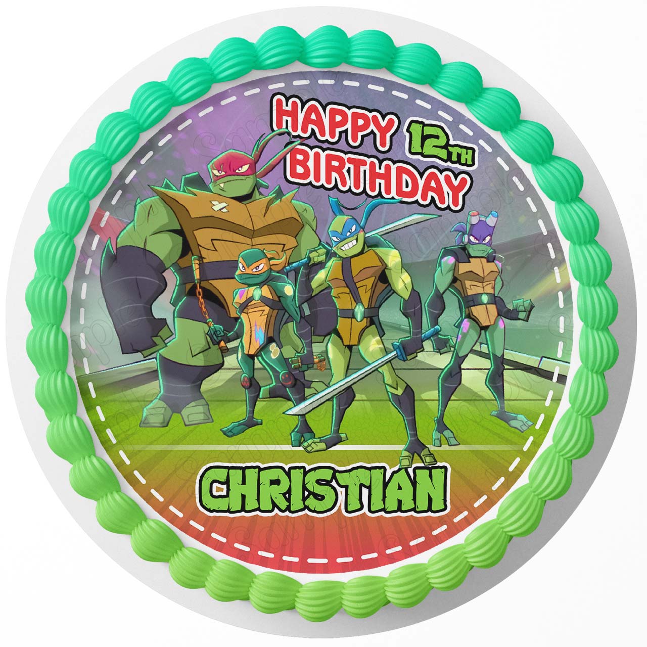 Teenage Mutant Ninja Kids Fun HRT Round – Icing Sheet Birthday - Personalized Edible Cake Topper | Custom Icing Sheet | Birthday Cake Decoration