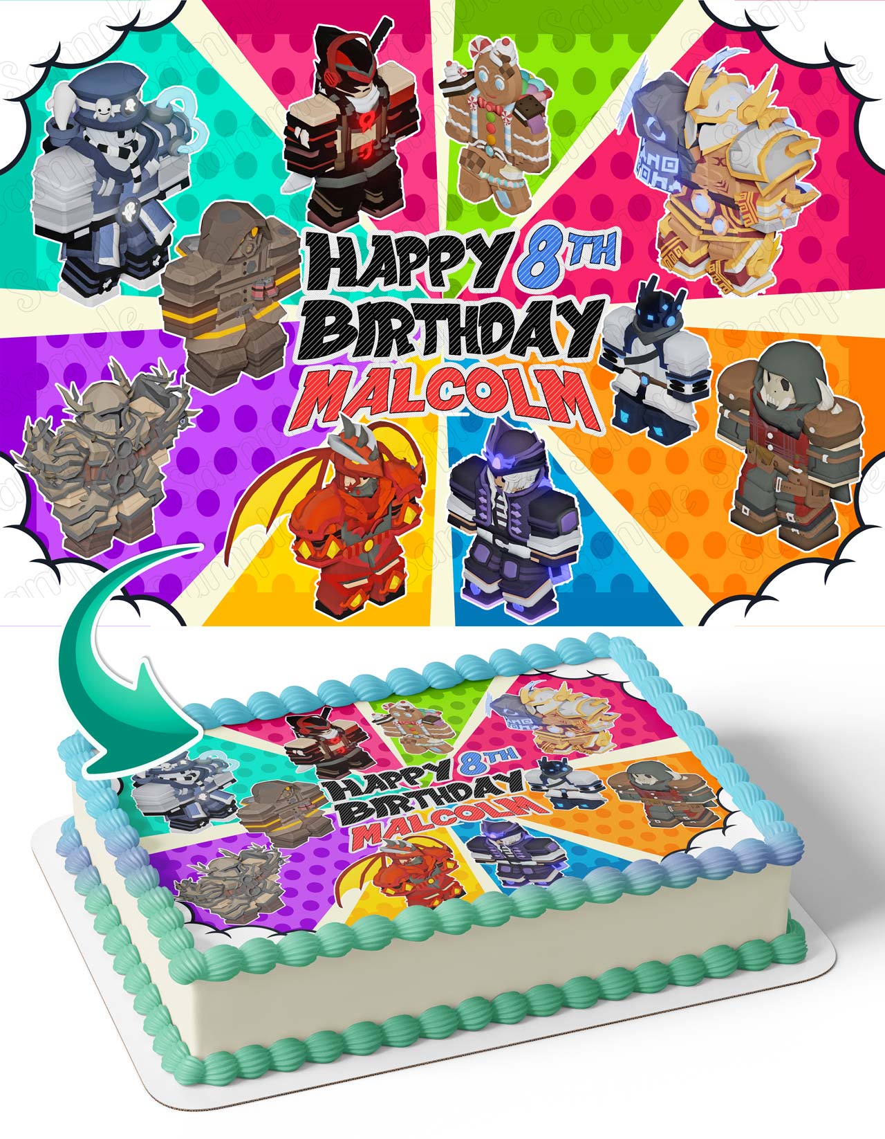 Roblox BedWars Edible Cake Topper