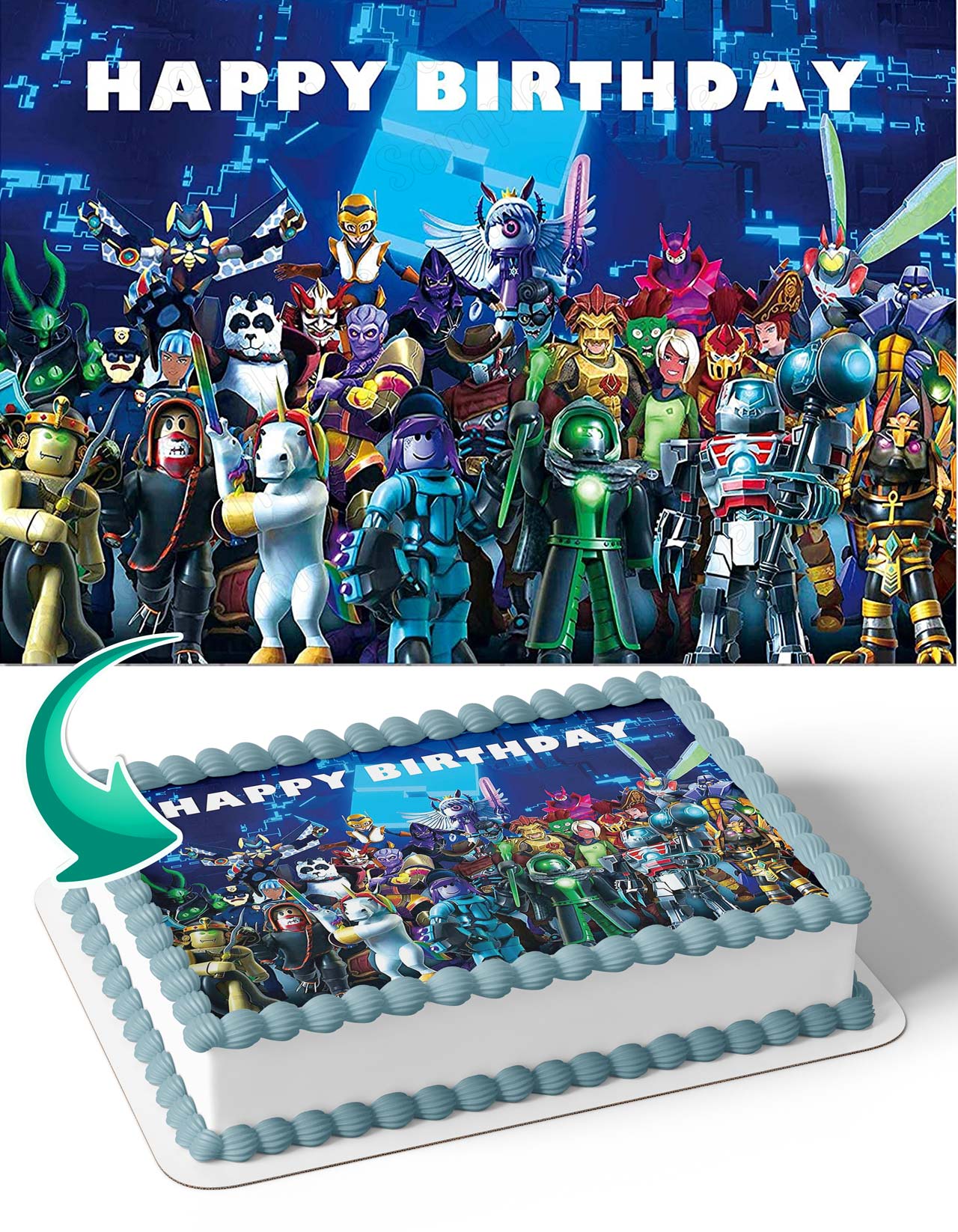 Roblox Blue Gamer Edible Cake Topper