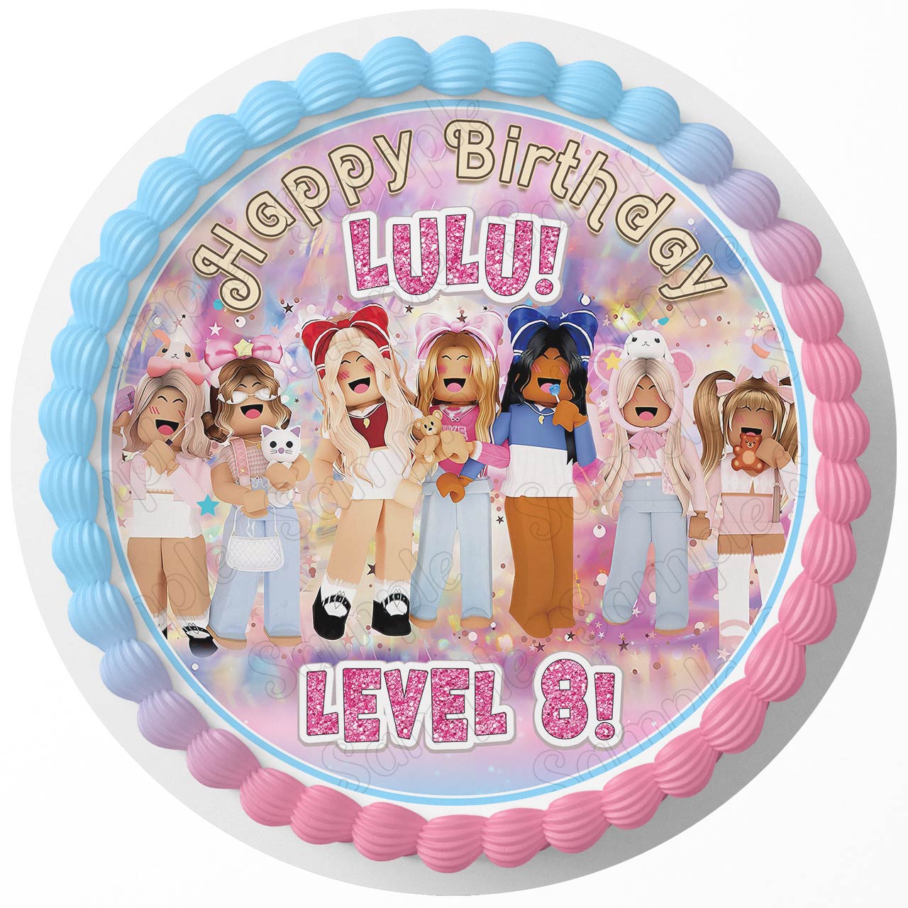 Roblox Girls Pink Round – Icing Sheet Birthday - Personalized Edible Cake Topper | Custom Icing Sheet | Birthday Cake Decoration | Photo Cake Image