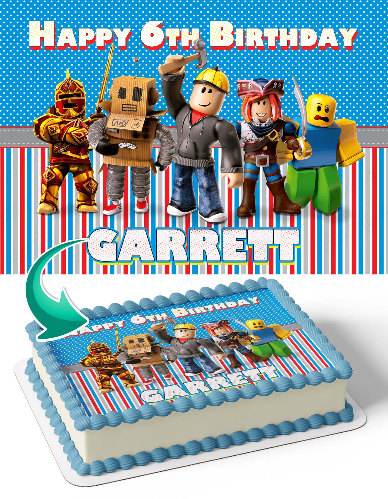 Roblox Kids Boy Girls Crew Edible Cake Topper