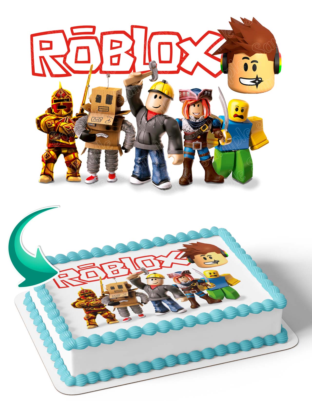 Roblox Logo Cake Deco Wrap Edible Cake Topper