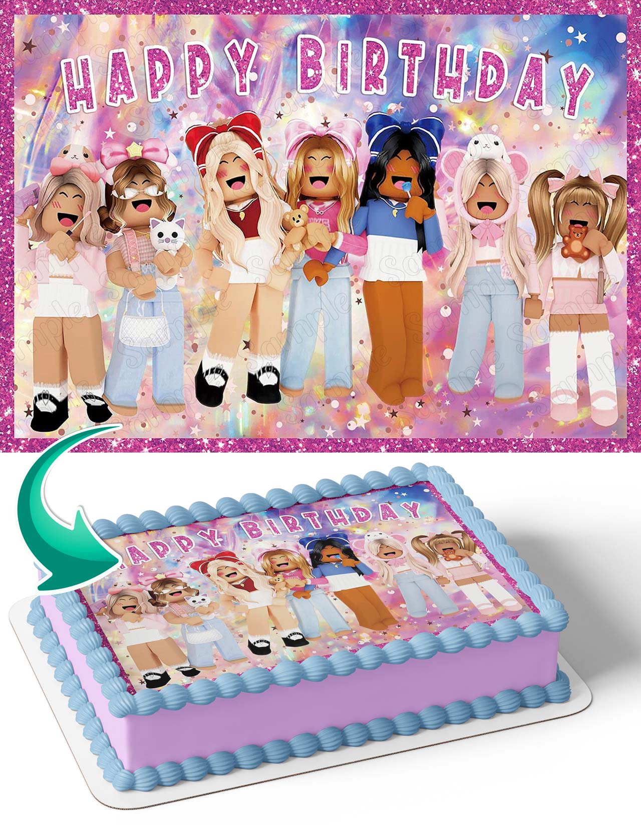 Roblox Pink Girl Game Dolls Edible Cake Topper