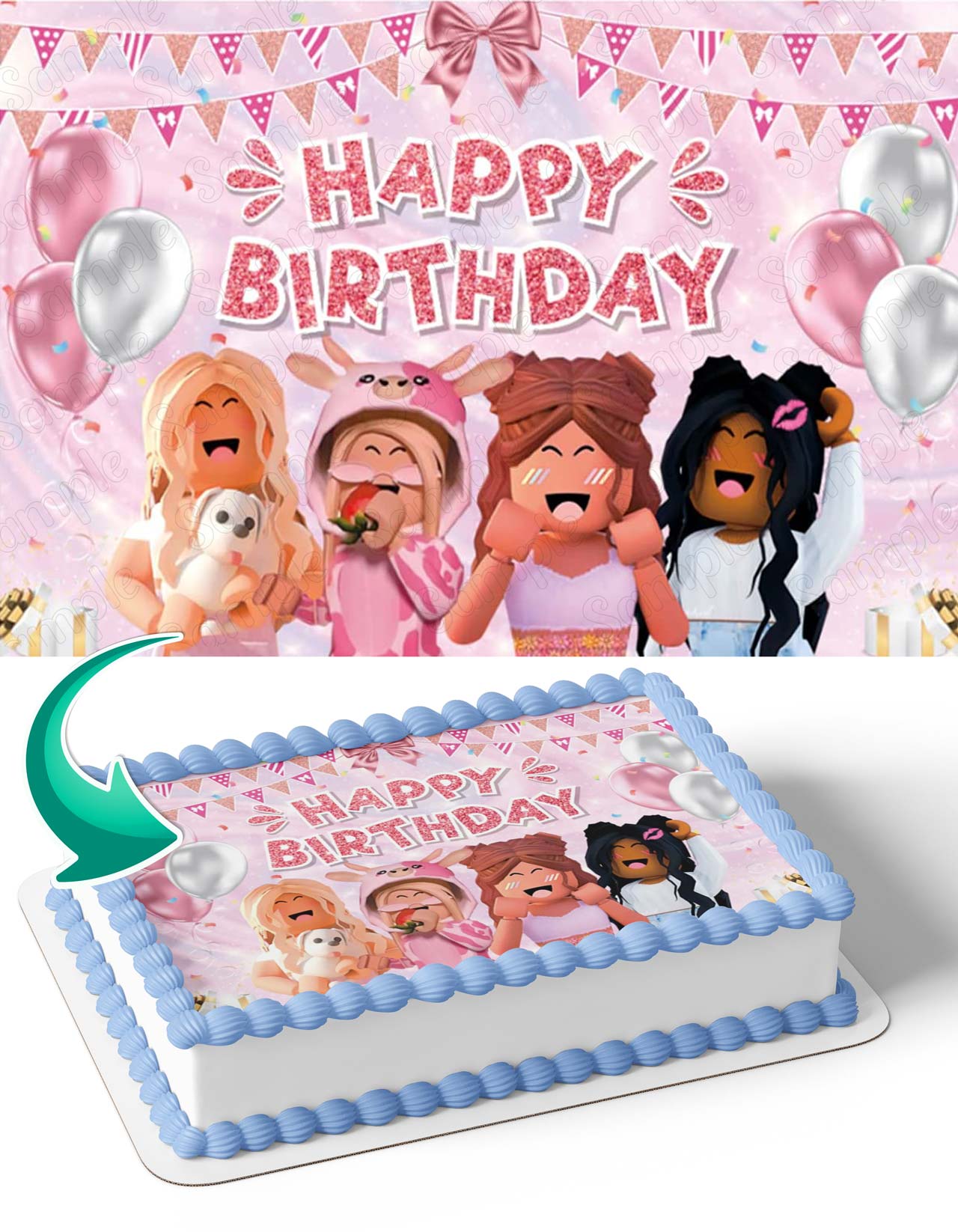 Roblox Pink Girl RBP Edible Cake Topper