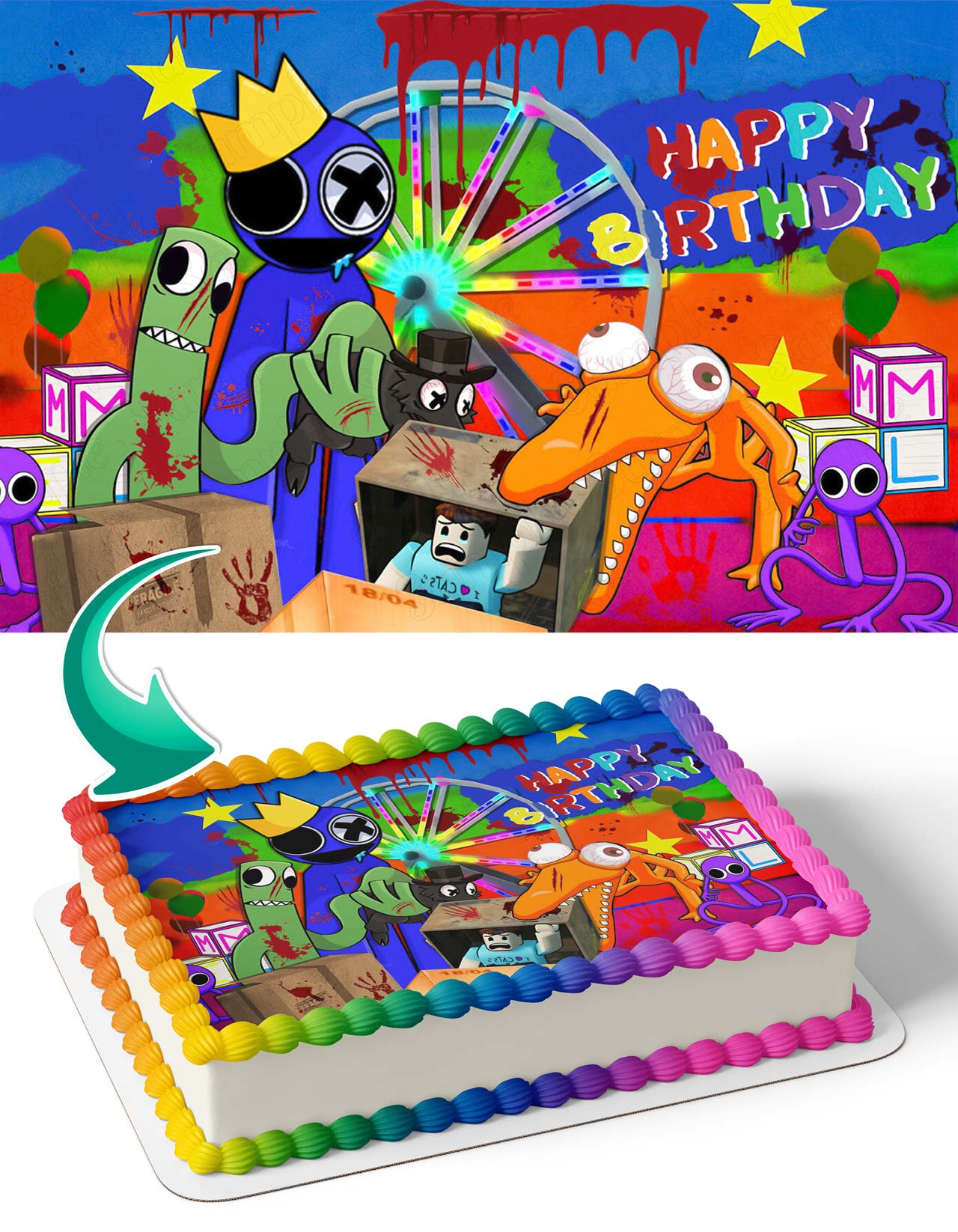 Roblox Rainbow Friends BR Edible Cake Topper