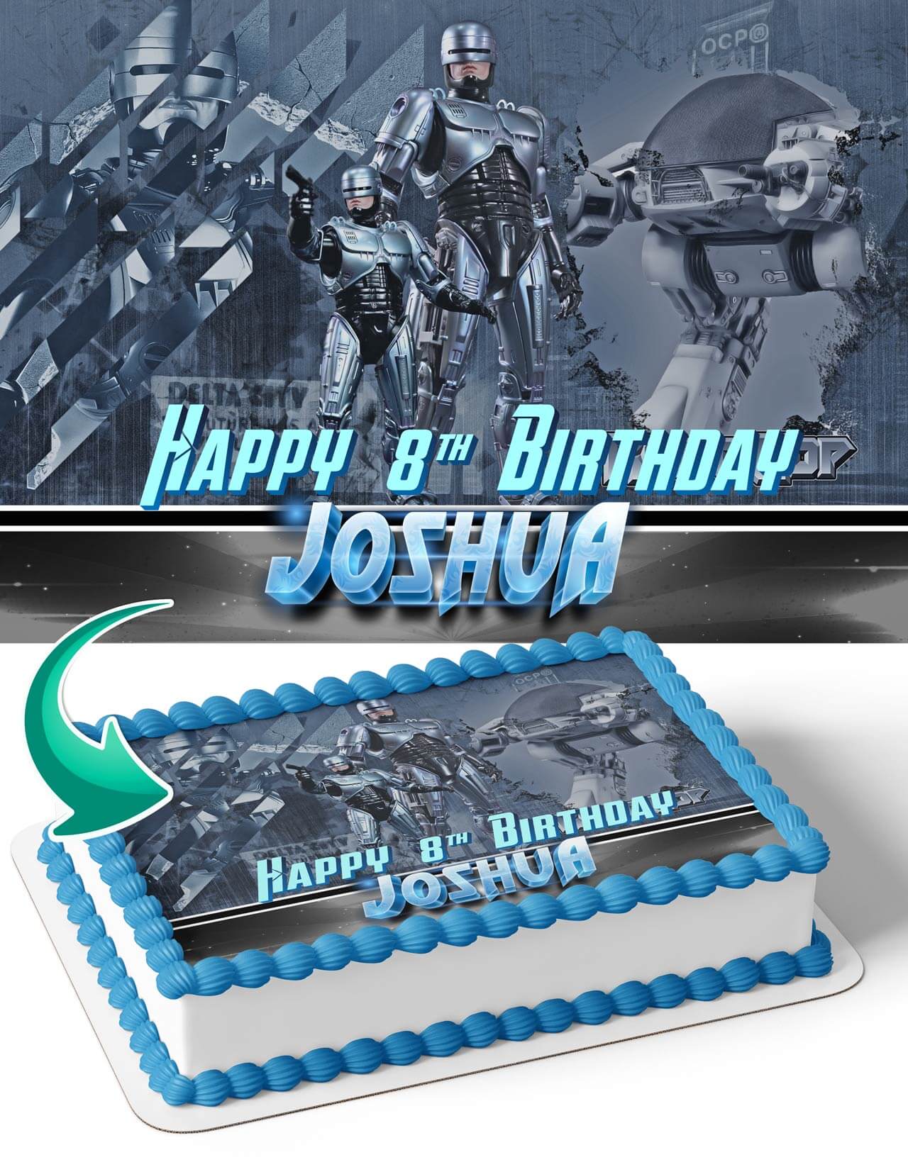 Robocop Personalized Edible Image Cake Topper 