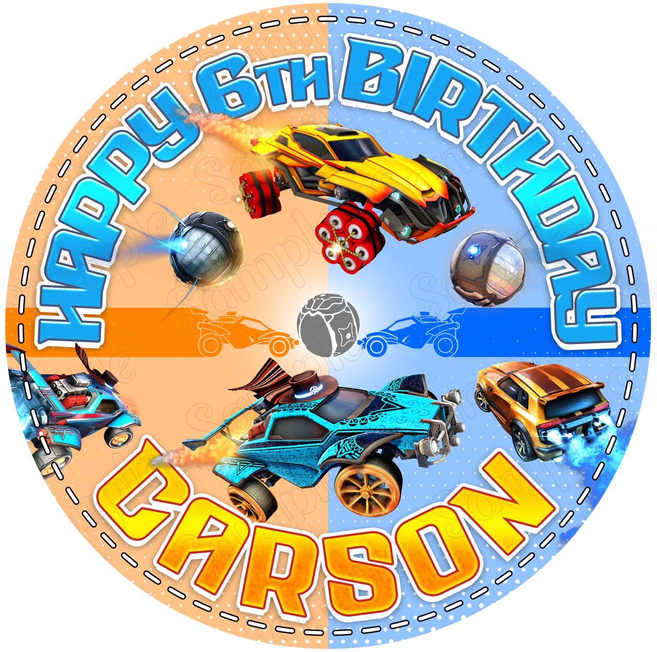 Rocket League GCR Round – Icing Sheet Birthday - Personalized Edible Cake Topper | Custom Icing Sheet | Birthday Cake Decoration | Photo Cake Image
