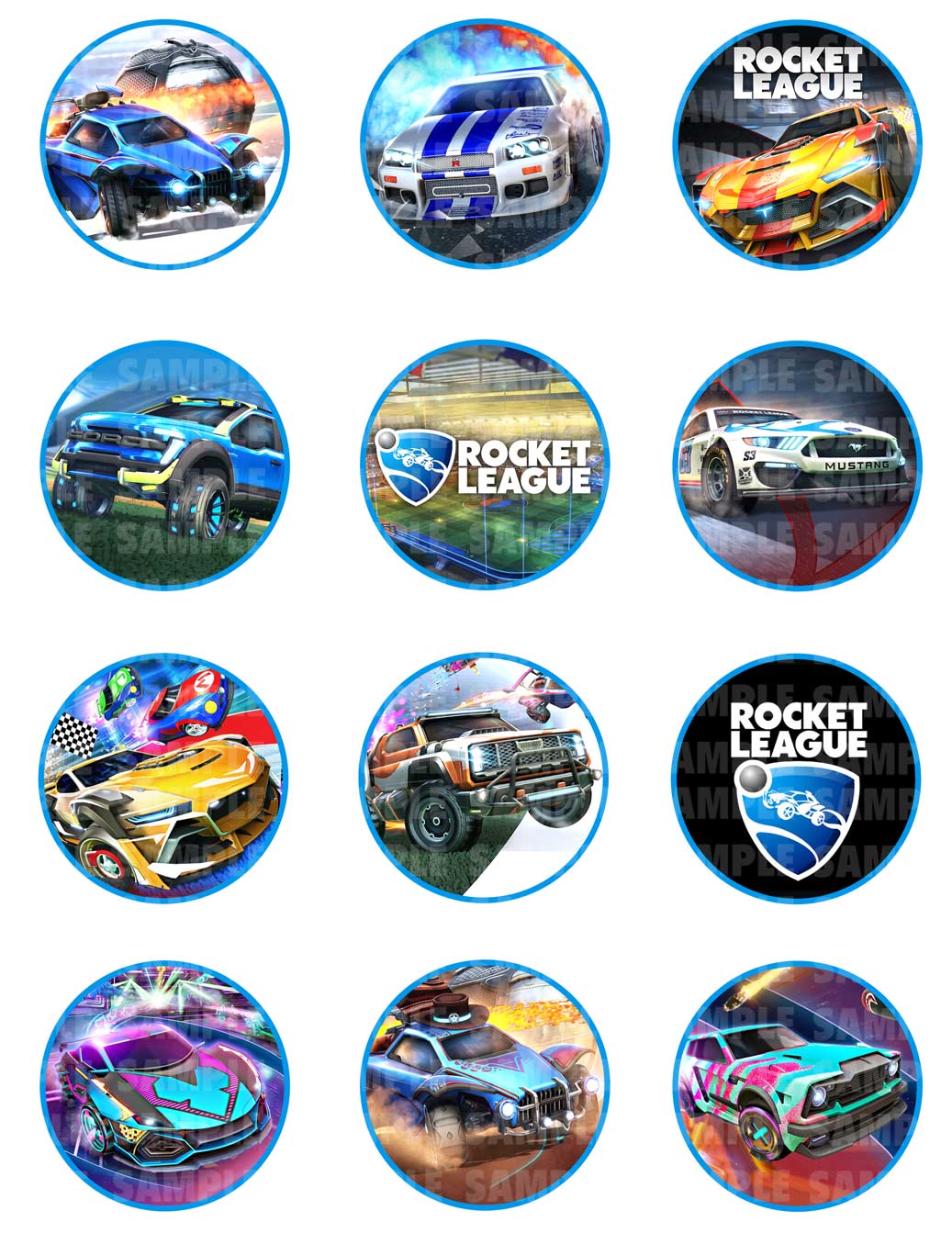 Rocket League Cupcakes Cookies Edible Cupcake Toppers – Round Ici - Edible Cake Topper | Icing Sheet | Birthday Cake Decoration
