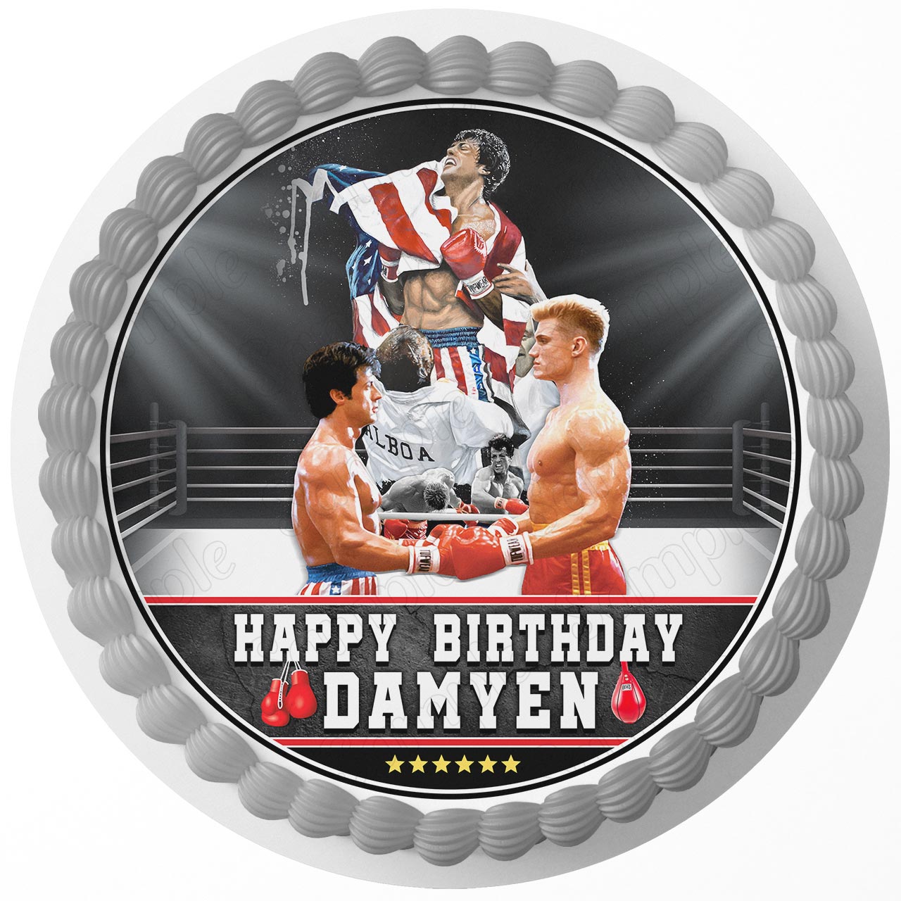 Rocky Balboa Round – Icing Sheet Birthday - Personalized Edible Cake Topper | Custom Icing Sheet | Birthday Cake Decoration | Photo Cake Image