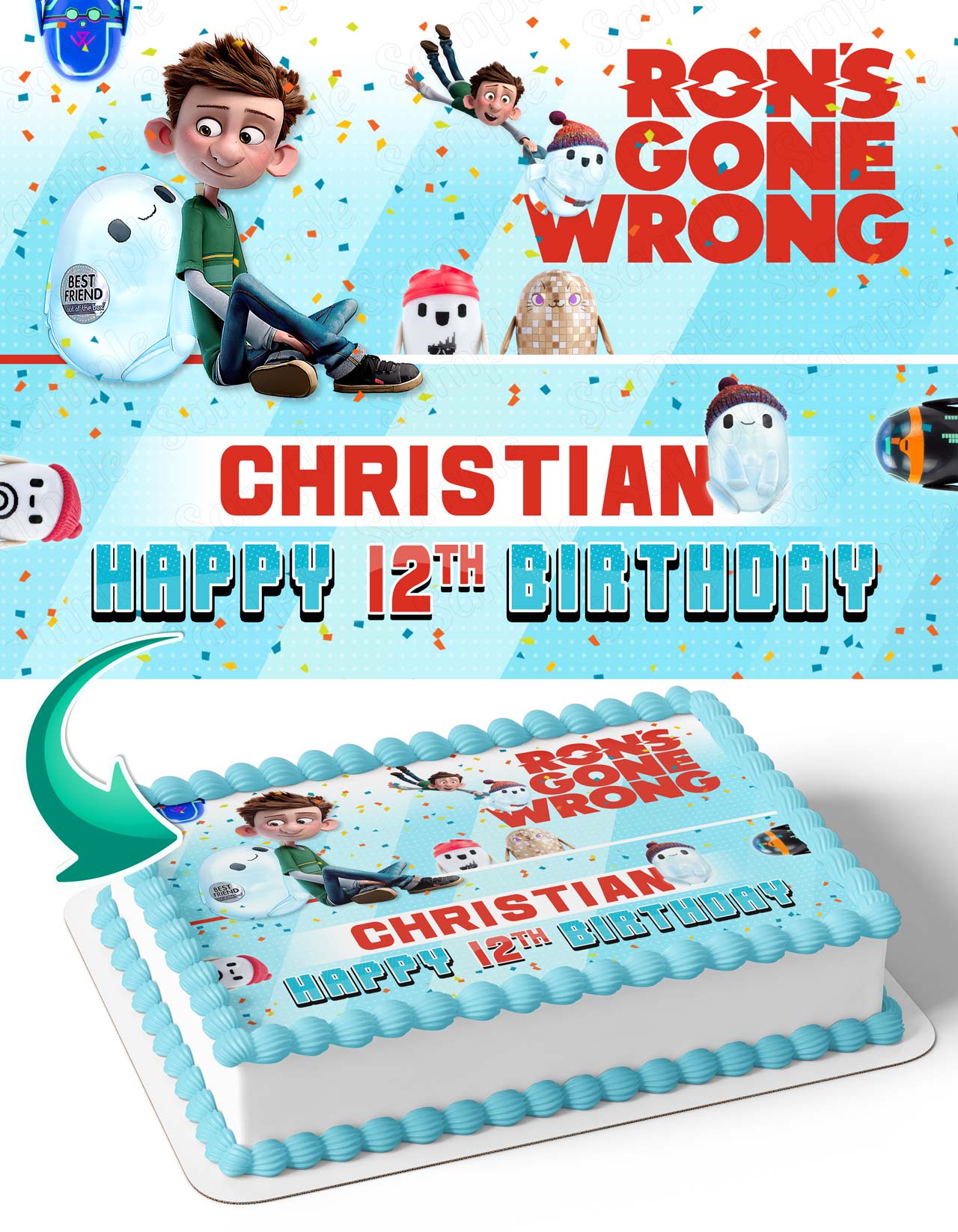 Rons Gone Wrong Movie Edible Cake Topper
