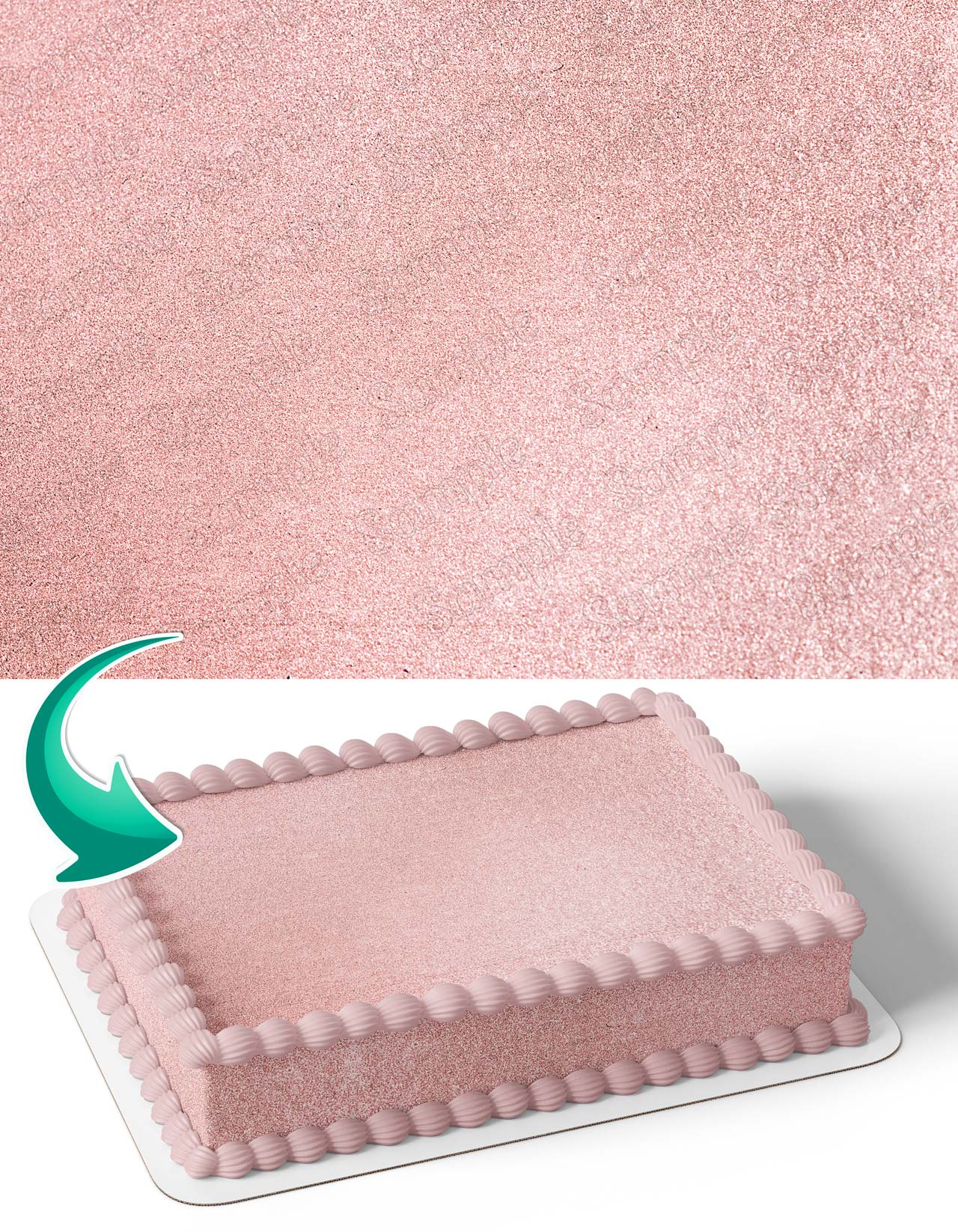 Rose Gold Glitter Cake Wrap Decor Edible Cake Topper