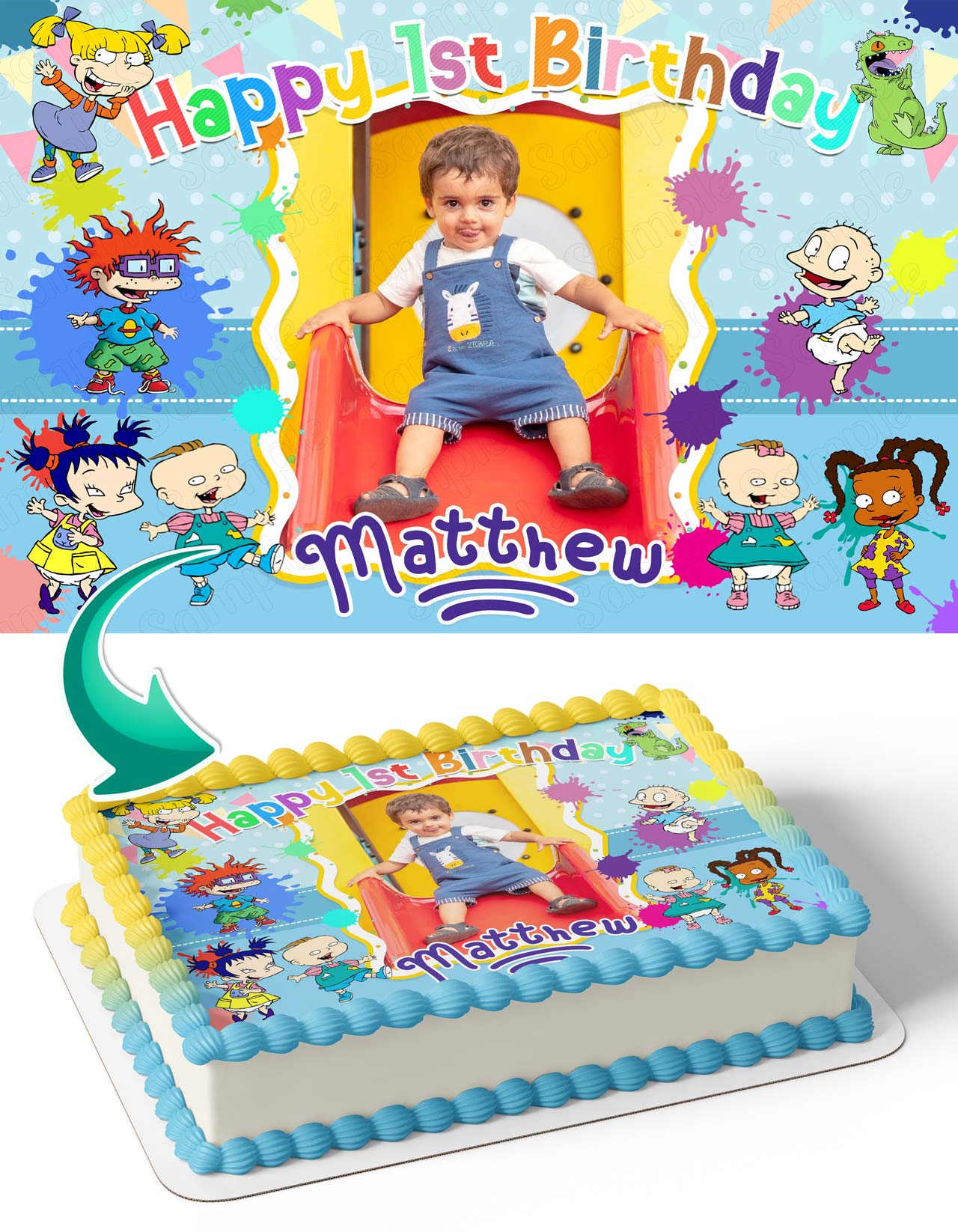 Rugrahts Photo Frame – Birthday Image - Personalized Edible Cake Topper | Custom Icing Sheet | Birthday Cake Decoration | Photo Cake Image