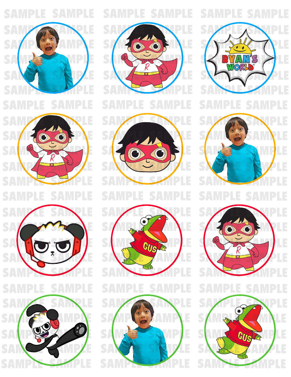 Ryans World Edible Cupcake Toppers – Round Icing Sheet Birthday P - Edible Cake Topper | Icing Sheet | Birthday Cake Decoration