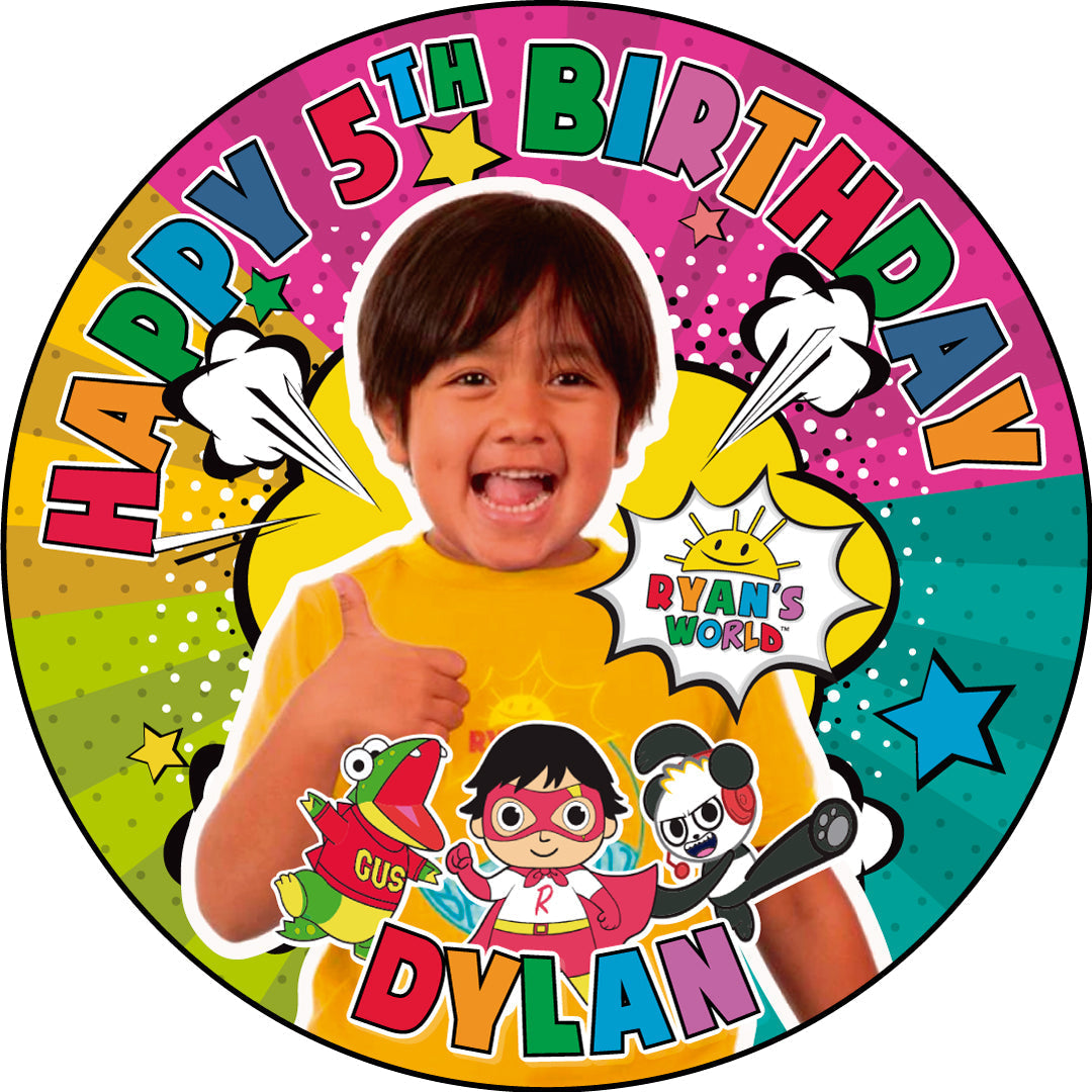 Ryans World Round – Icing Sheet Birthday - Personalized Edible Cake Topper | Custom Icing Sheet | Birthday Cake Decoration | Photo Cake Image