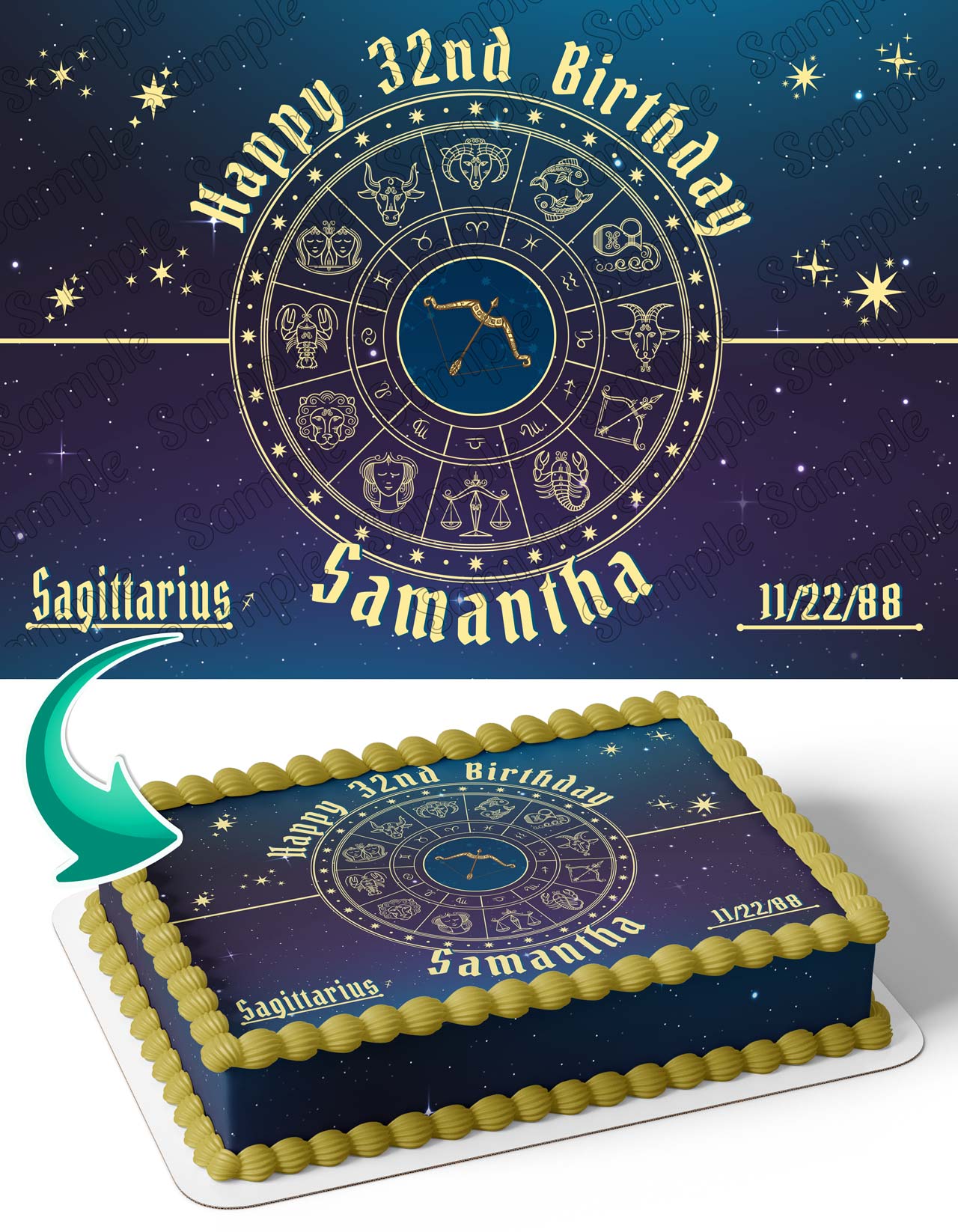 Sagittarius Horoscope Astrology Zodiac Edible Cake Topper