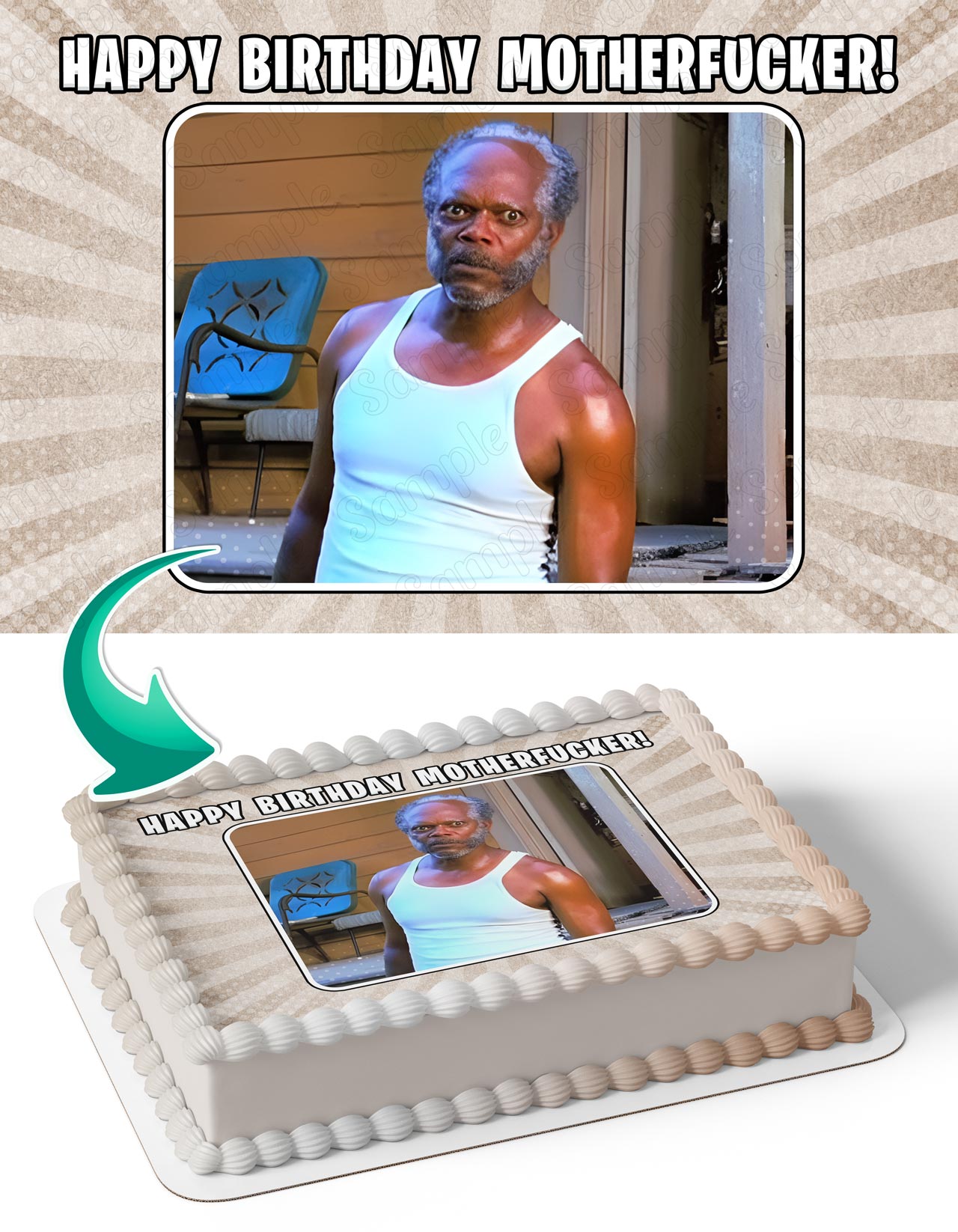 Samuel L Jackson Meme Edible Cake Topper