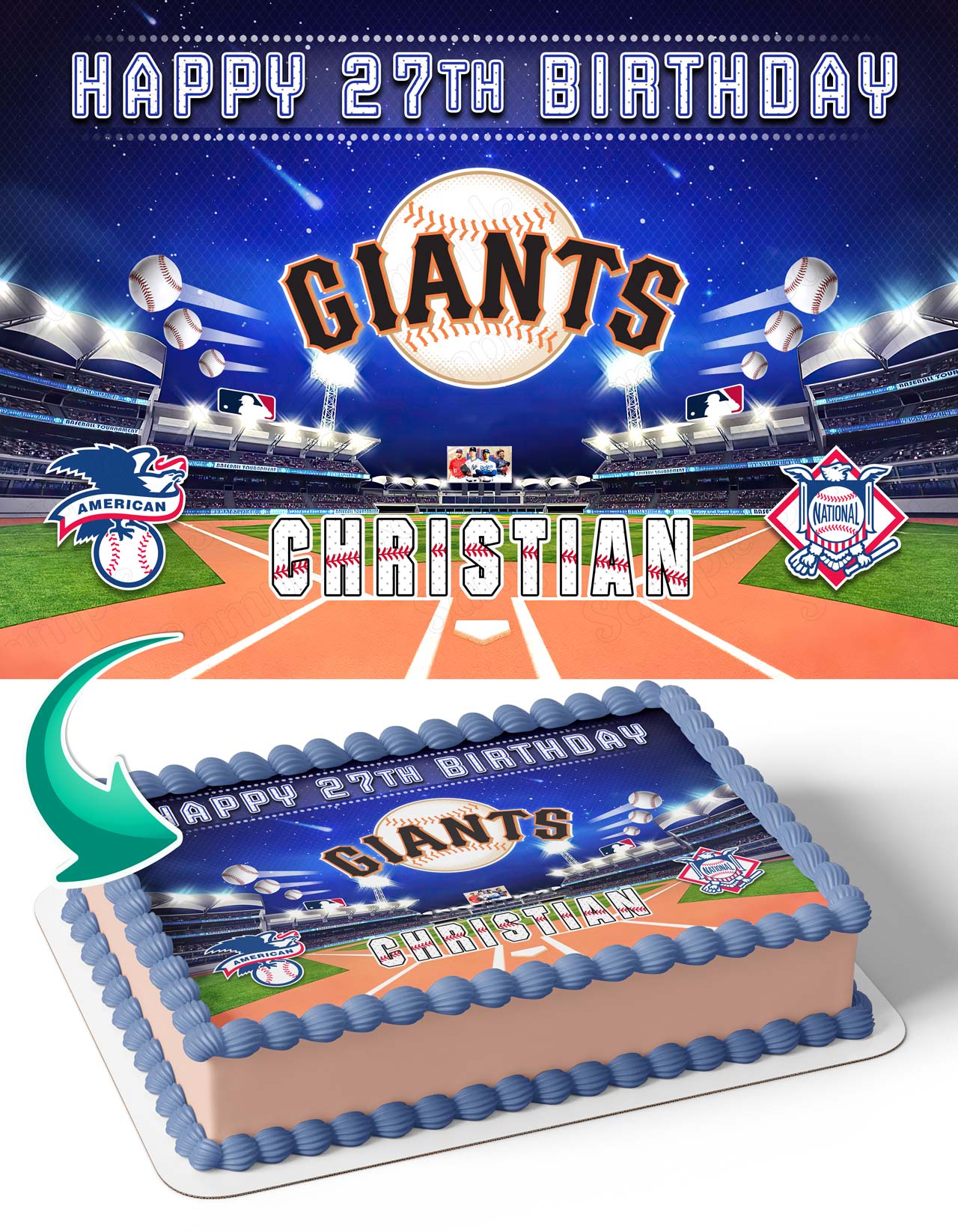 San Francisco Giants Baseball Edible Cake Topper