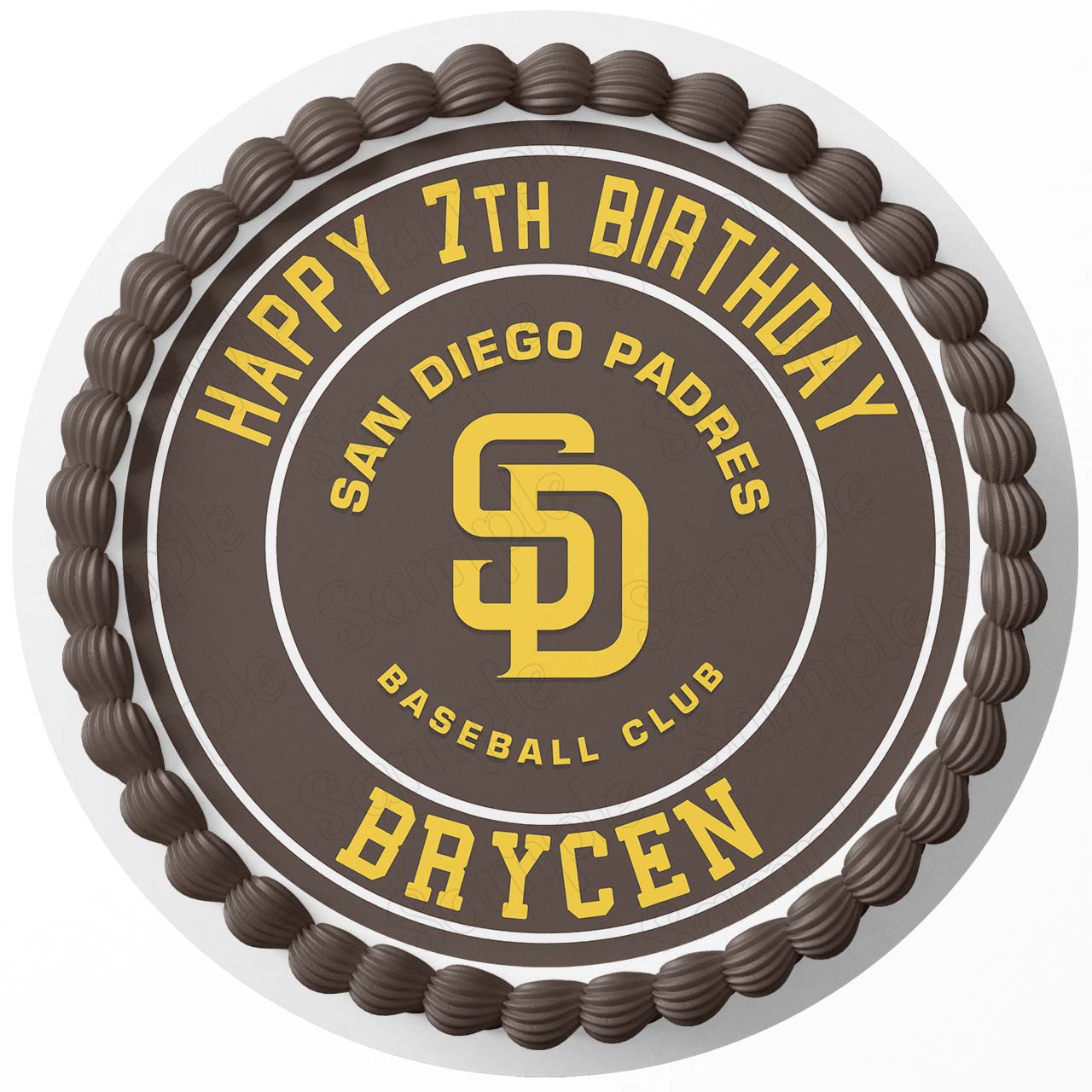 Sandiego Padres Brown Round – Icing Sheet Birthday - Personalized Edible Cake Topper | Custom Icing Sheet | Birthday Cake Decoration
